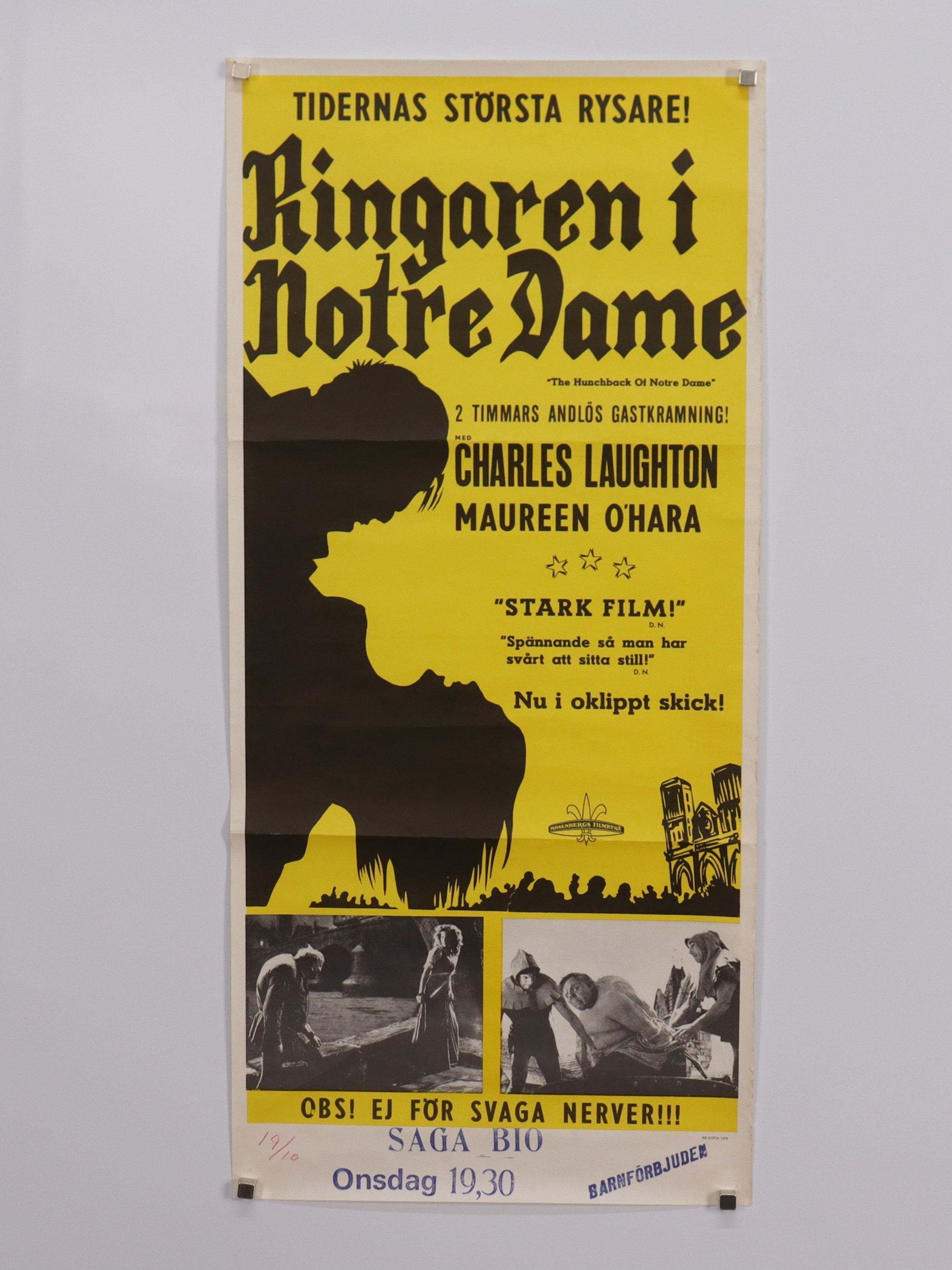 BIOAFFISCH, Ringaren i Notre Dame, Charles Laughton, 1939.