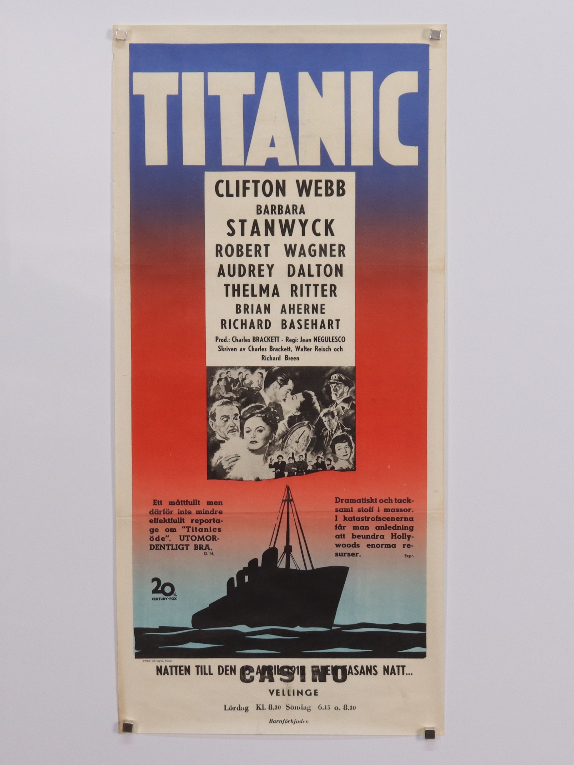 BIOAFFISCH, Titanic, Clifton Webb, 1953.