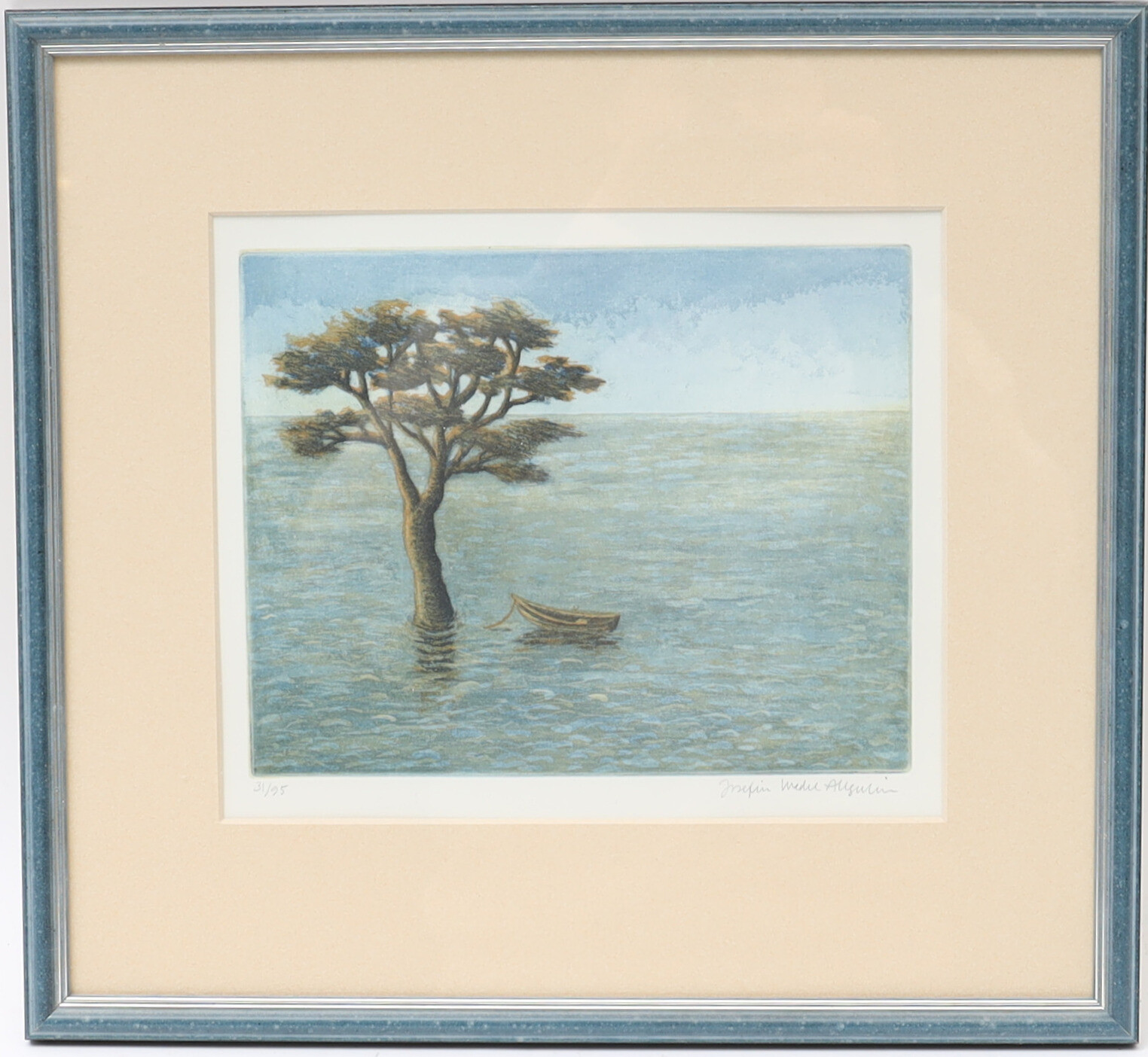 JOSEFIN WEDEL ALLGULIN. Landskap med träd, färglitografi, signerad och numrerad.