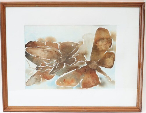 LENA EKMAN. Motiv med fjärilar, akvarell, signerad och daterad 96.