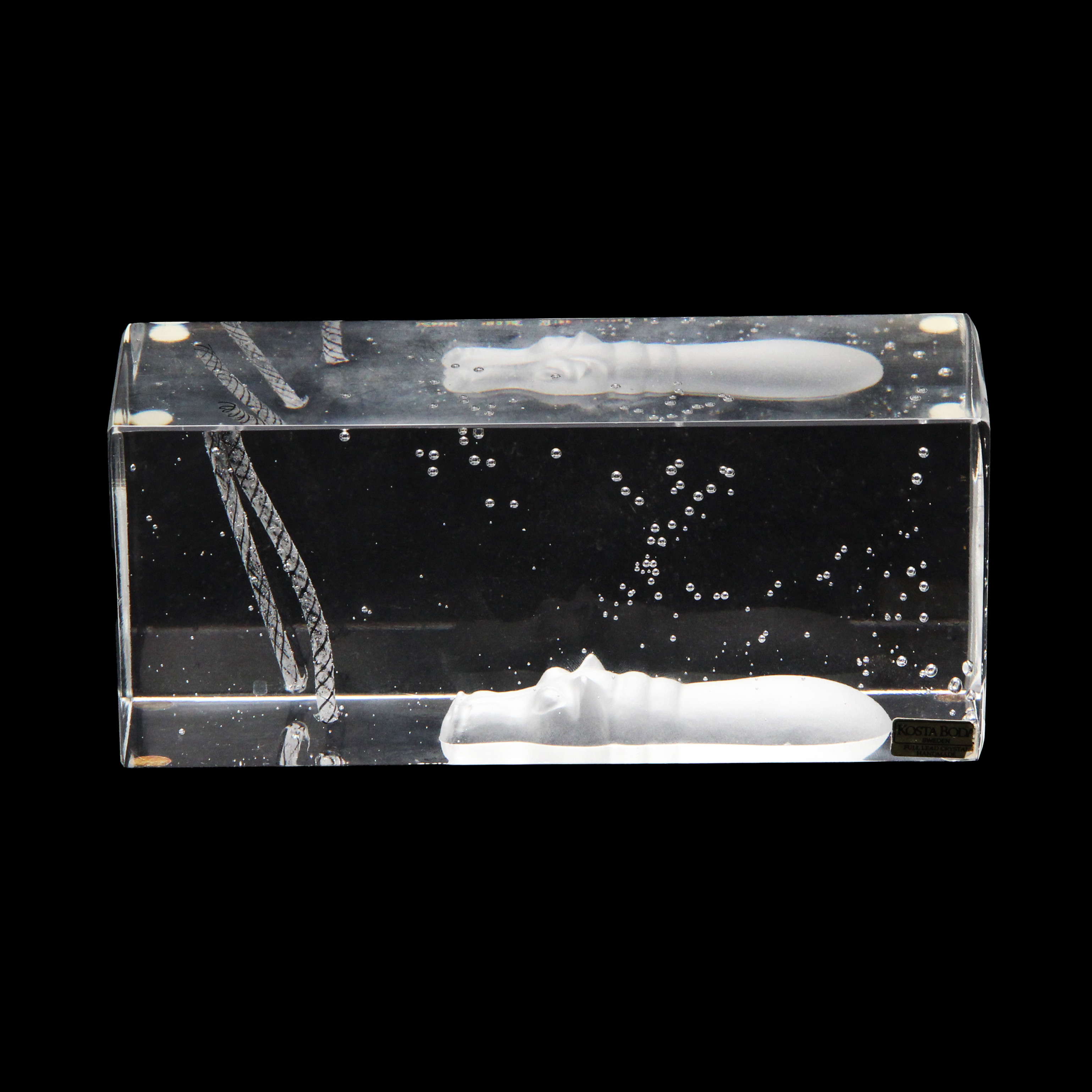 BERTIL VALLIEN. SKULPTUR, glas, Kosta, Flodhästmotiv, slipade sidor, signerad, 1980-tal.