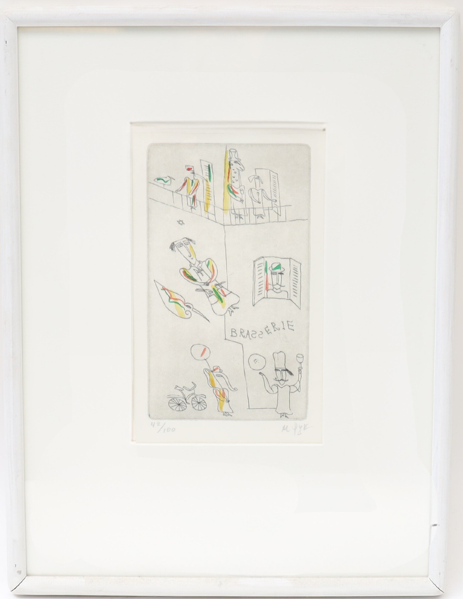 MADELEINE PYK. "Brasserie" färglitografi, signerad och numrerad.