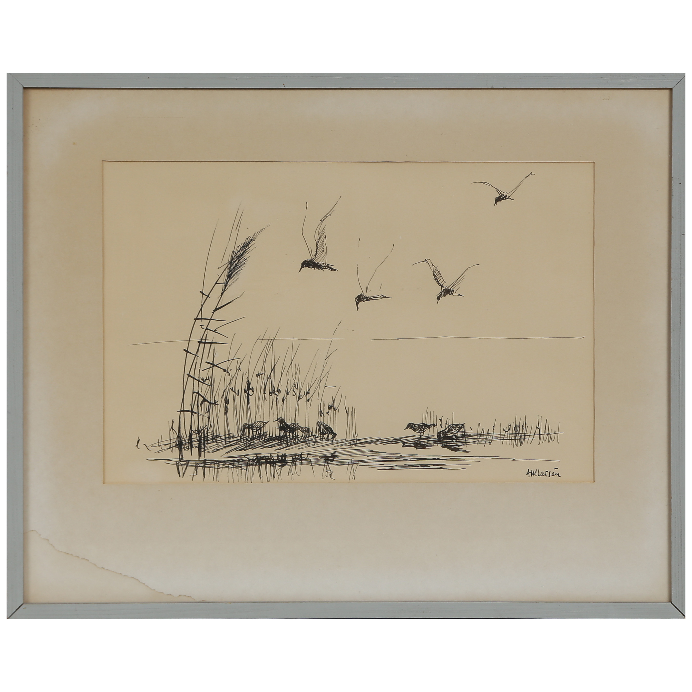 ANN-MARIE LARSÉN, TECKNING, SIGNERAD, INGLASAD.