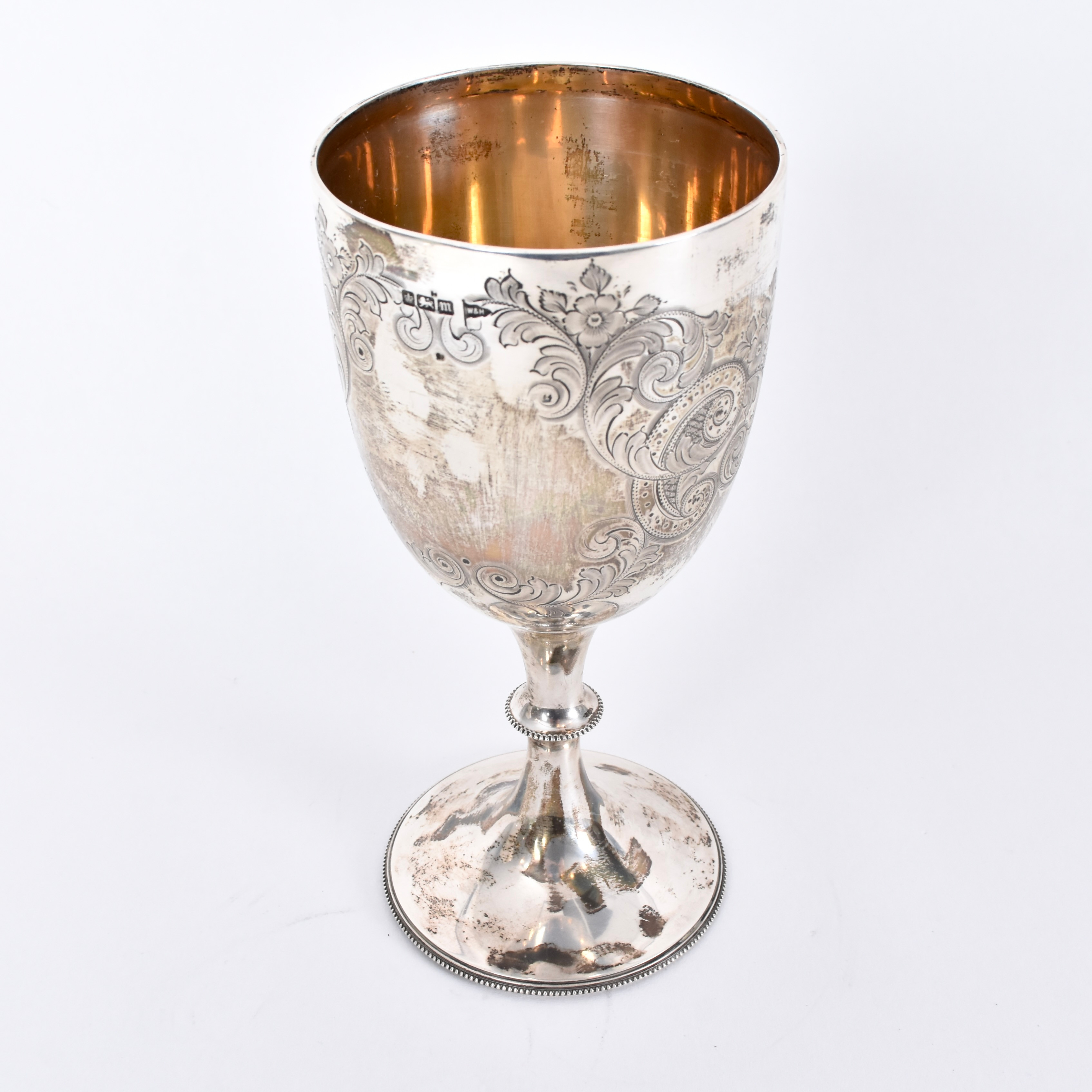 POKALGLAS; sterlingsilver, 1 Pint, stämplad Walker & Hall Sheffield 1904.