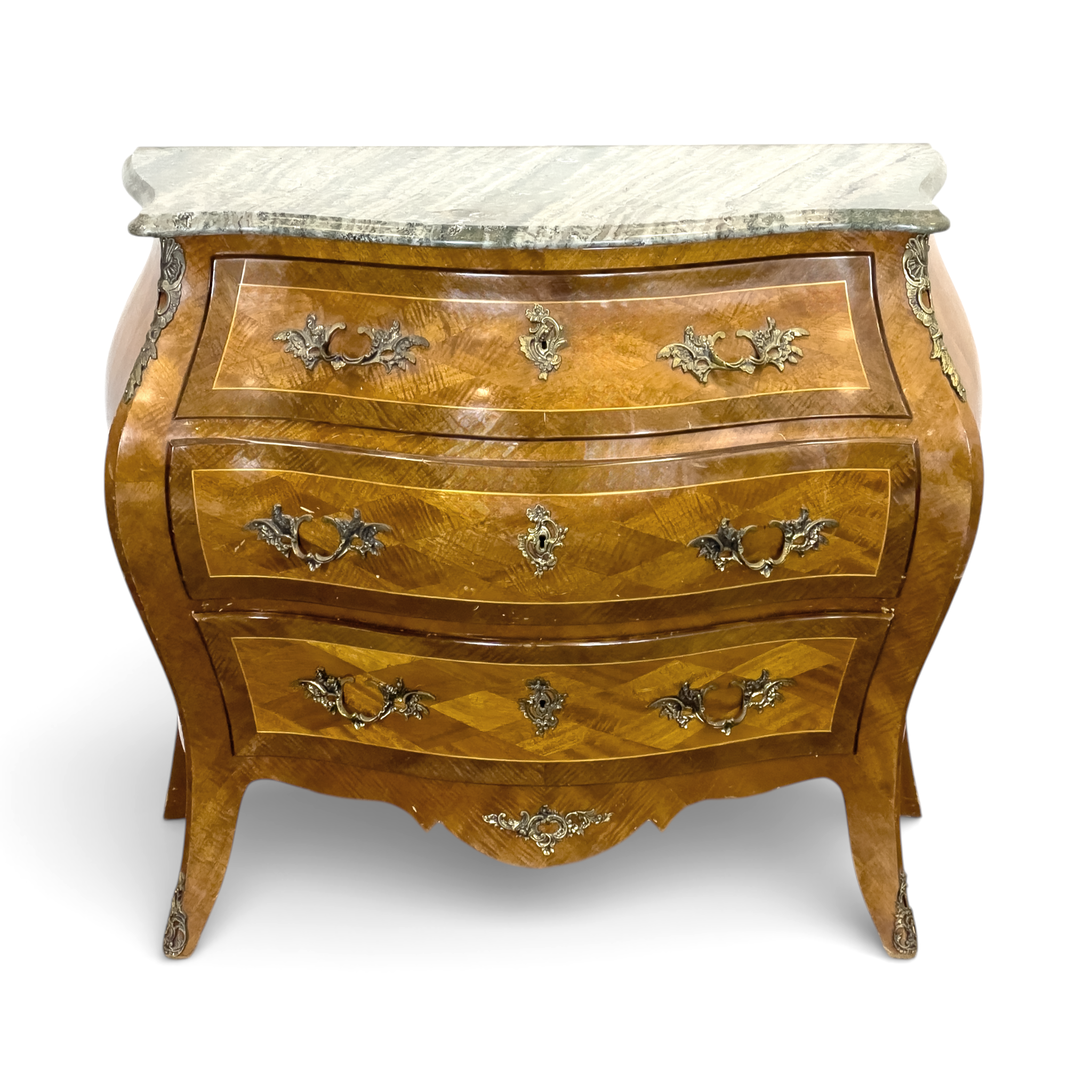 BYRÅ, MED STENSKIVA , rokoko stil, 1900-talets mitt.