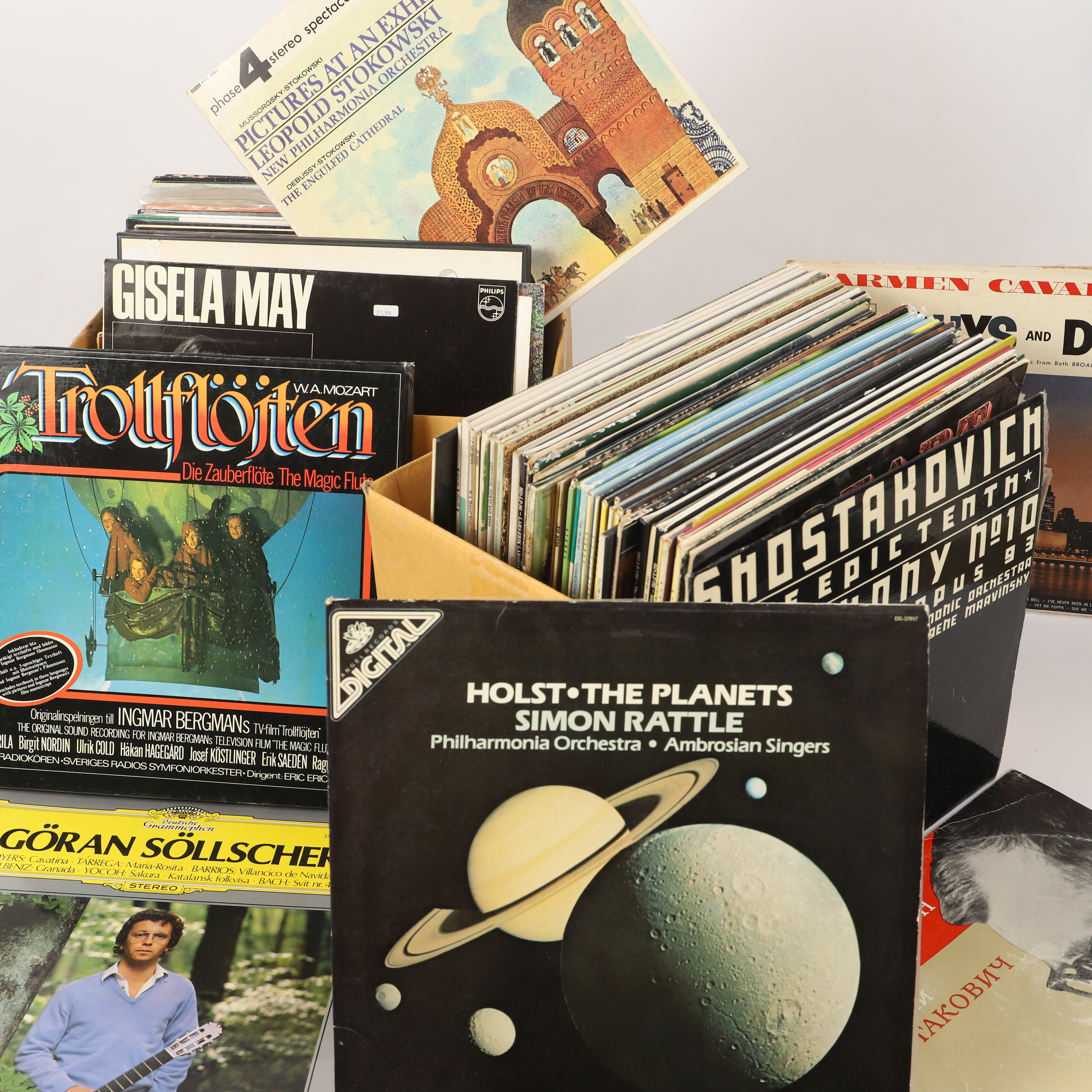 LP-SKIVOR, 100 stycken, klassisk musik, bl. a Karajan.