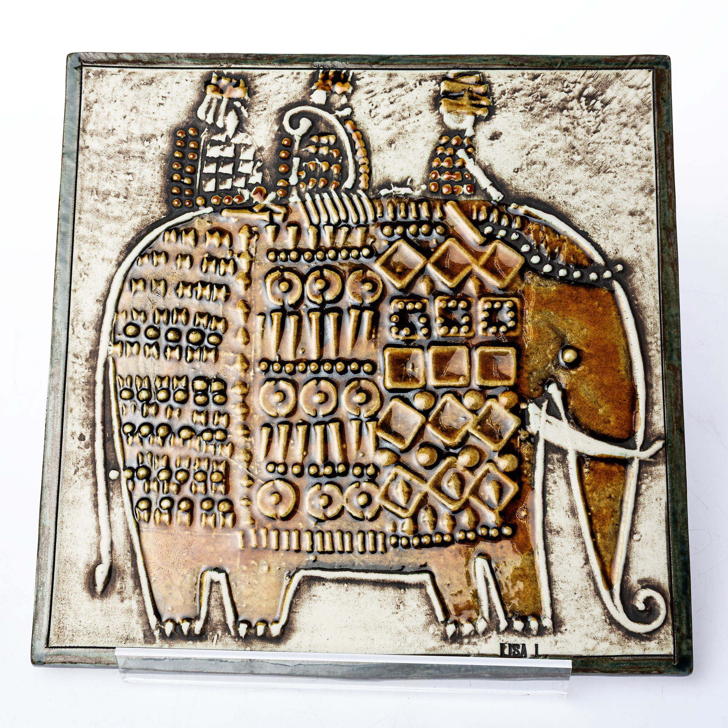 LISA LARSON, Väggrelife, "Elefant" ur serien "Unik", Stengods, Gustavsberg.