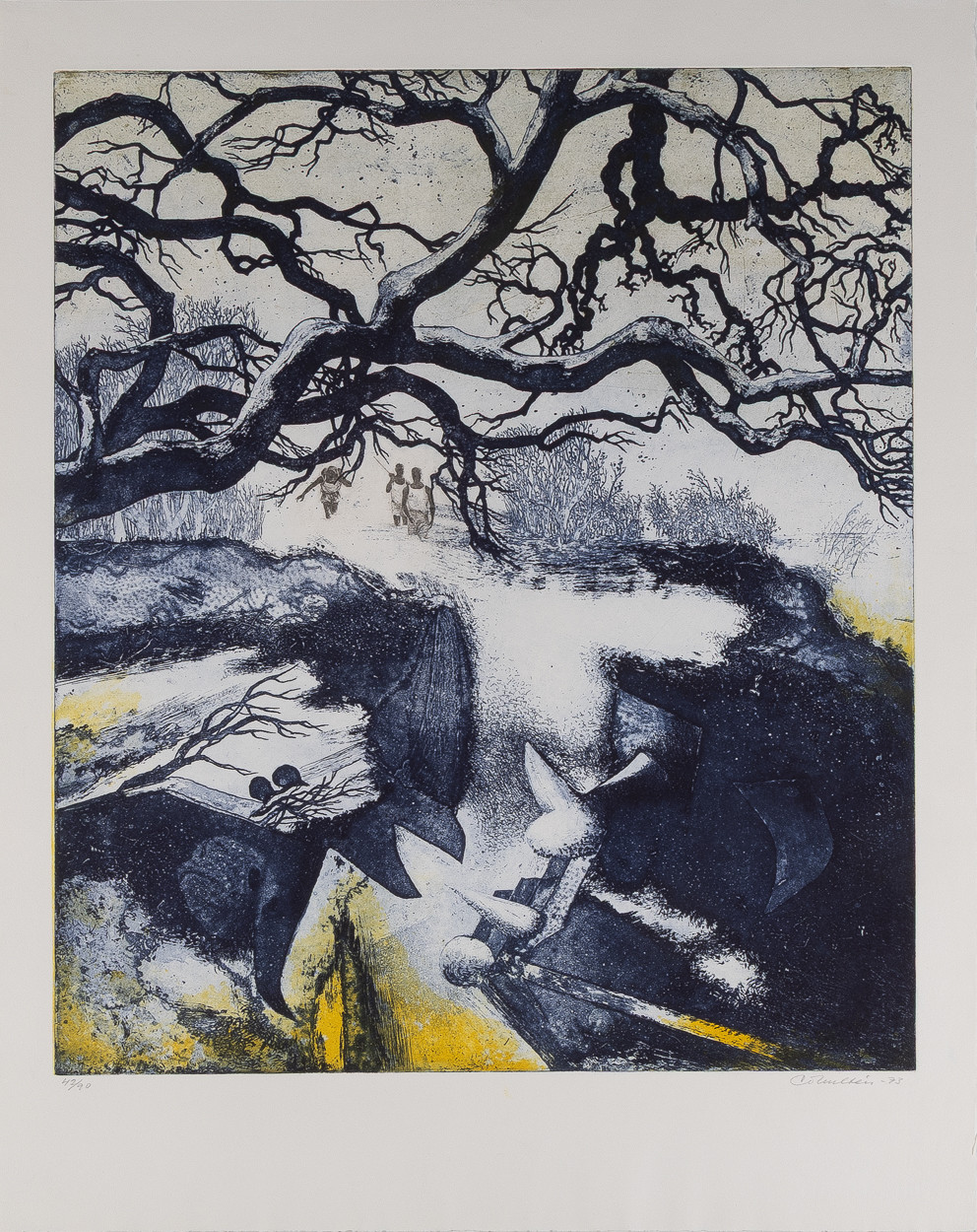 CO HULTÉN. Kompositioner, 2 stycken, etsningar, oramade blad.