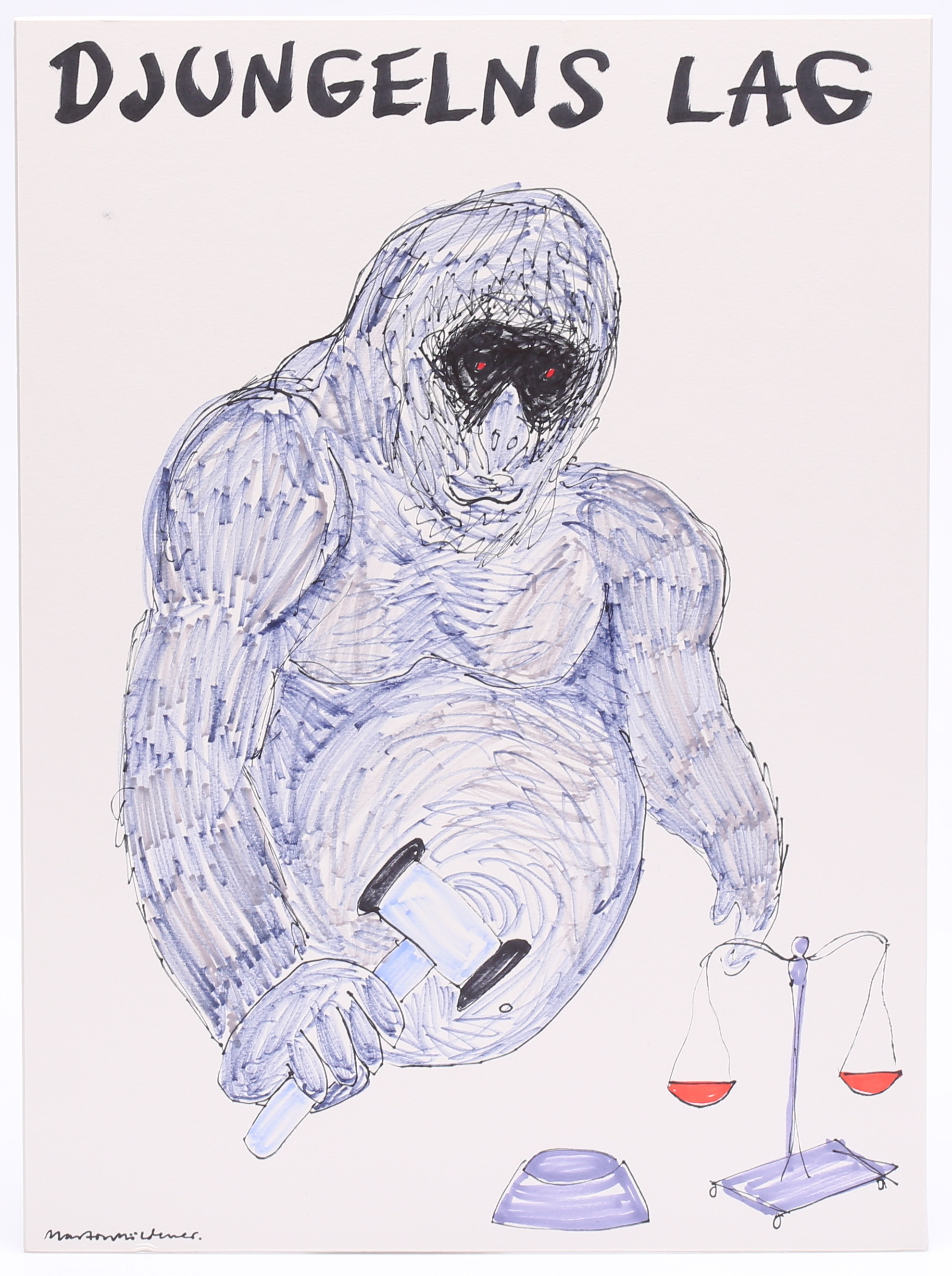 MARTIN MÖLDENER. "Djungelns lag", tusch på passepartout, signerad.