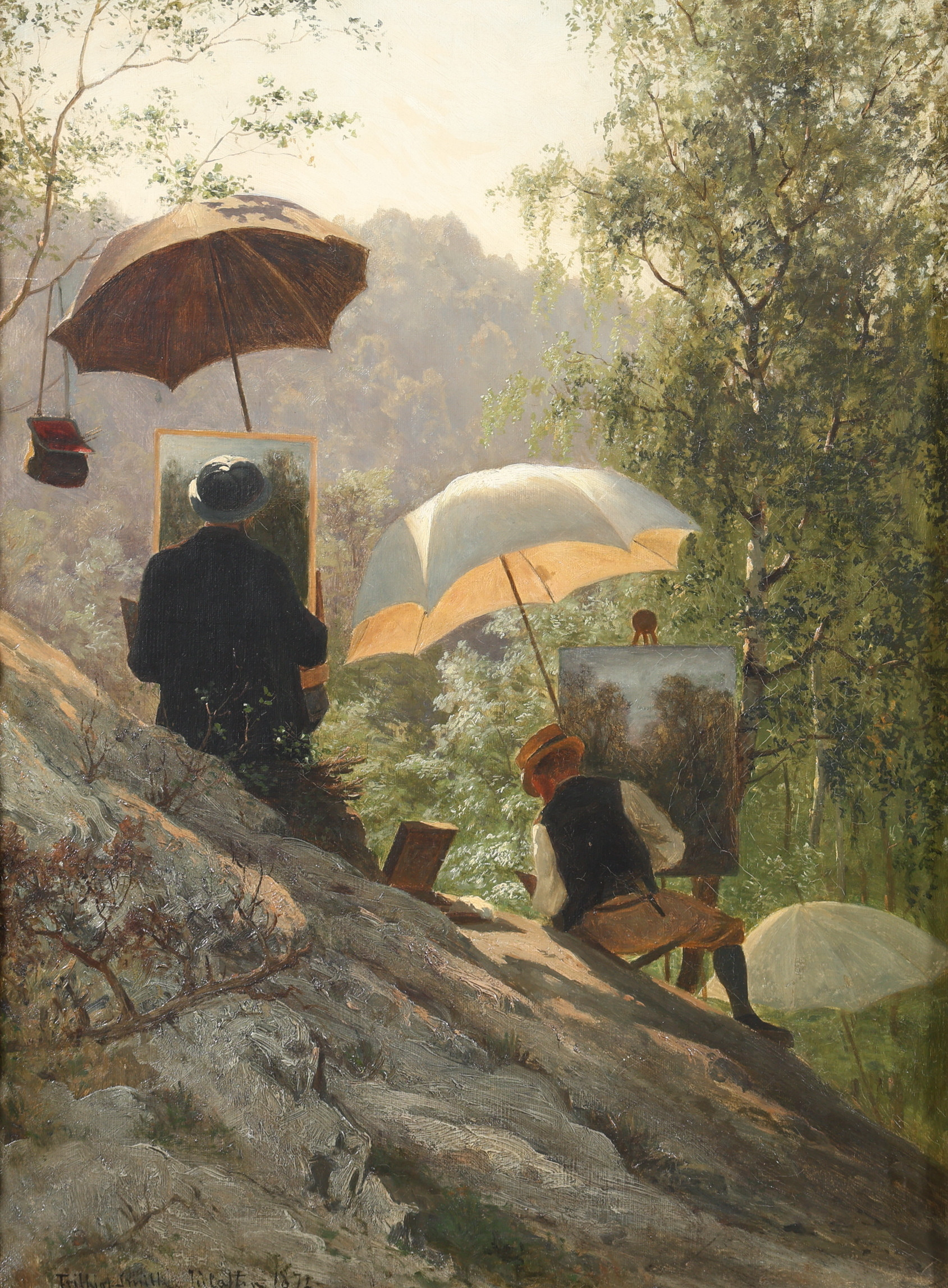 FRITHJOF SMITH-HALD. OLJA PÅ DUK, "Friluftsmalerne" Signerad samt daterad 1872.
