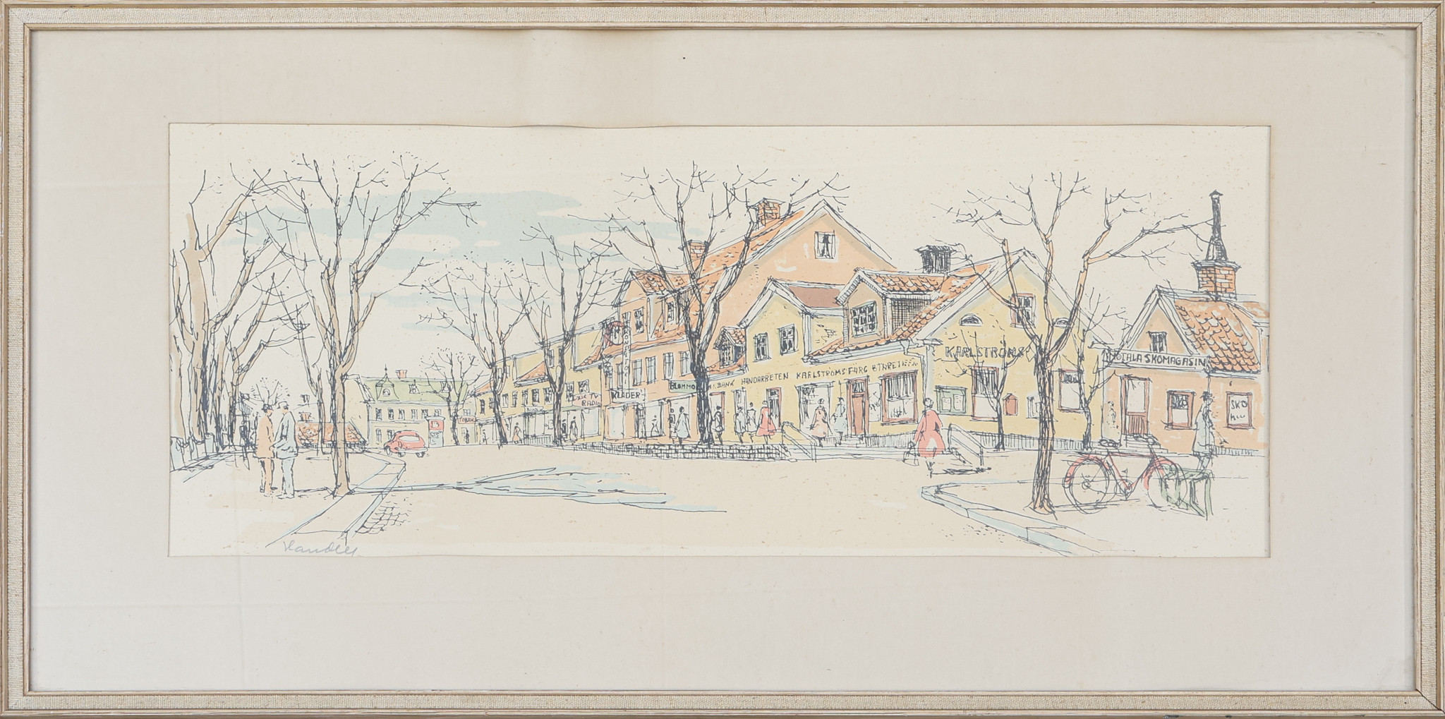 BERNARD HANDELL. Färglitografi, Motala motiv, signerad, numrerad 23/130.