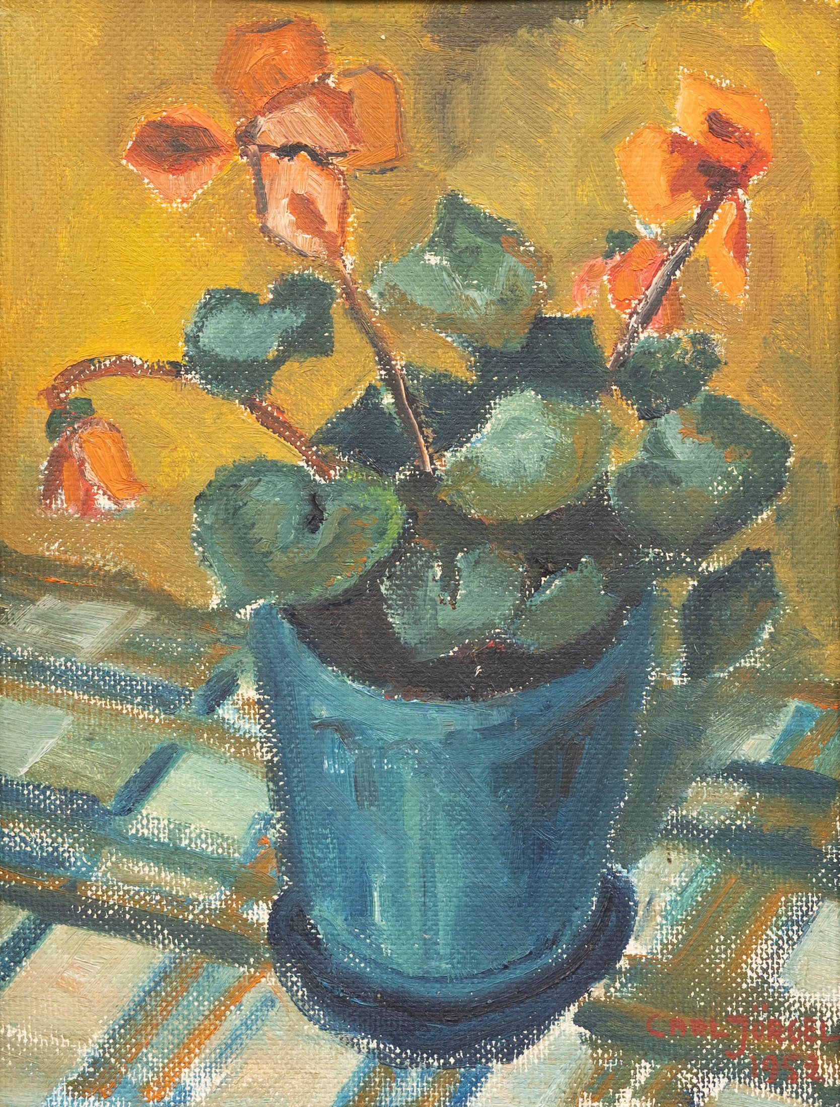 OIDENTIFIERAD KONSTNÄR. Stilleben, olja på pannå, otydligt signerad Carl Jor....