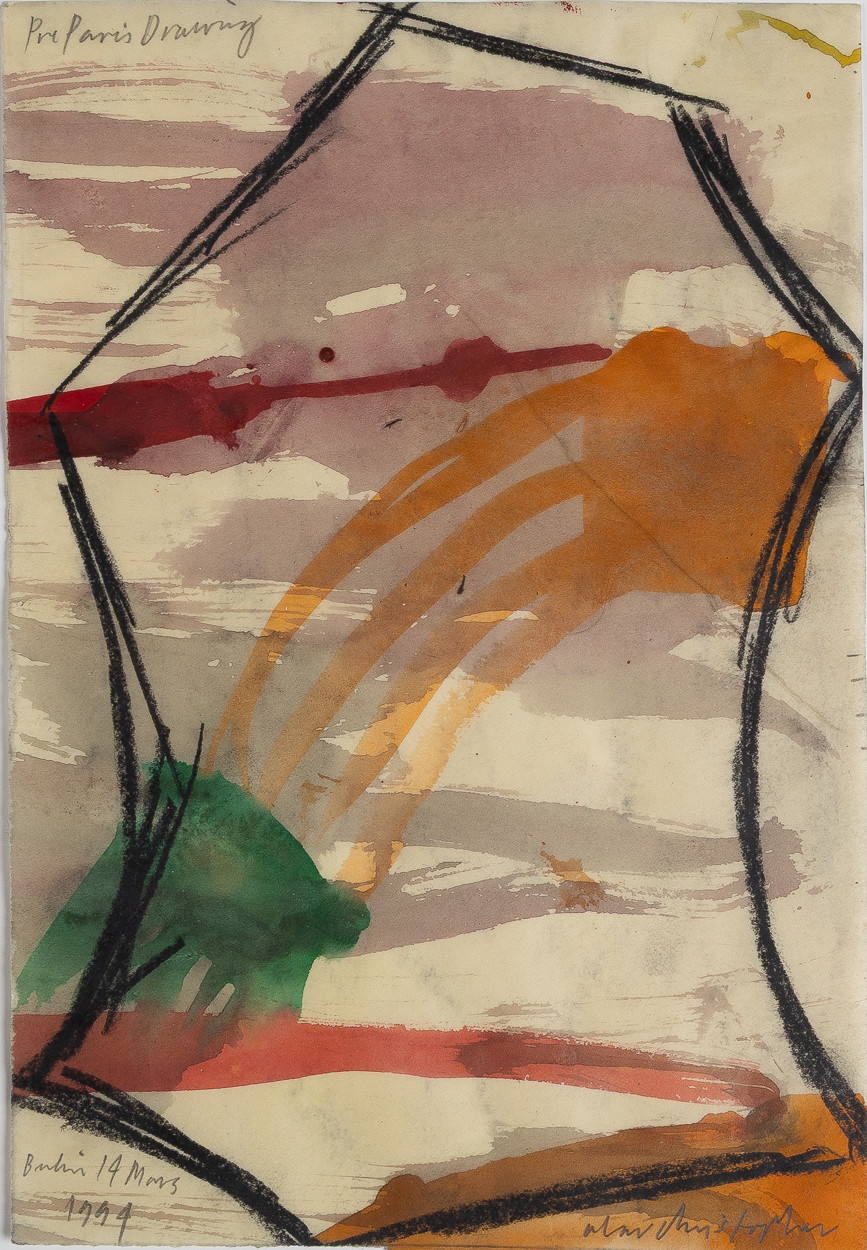 OLAV CHRISTOPHER JENSSEN (NORGE, FÖDD 1954). Komposition, "Pre Paris Drawing", akvarell på papper, oramad.