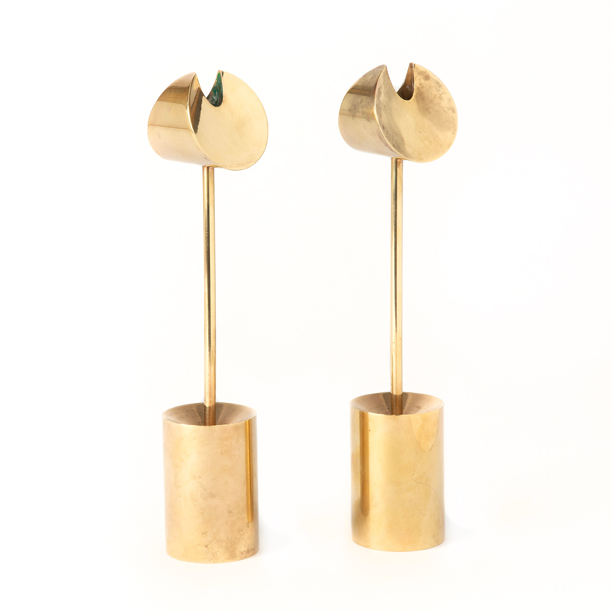 PIERRE FORSSELL. Ljusstakar, 1 par, "Aniara", mässing, Skultuna.