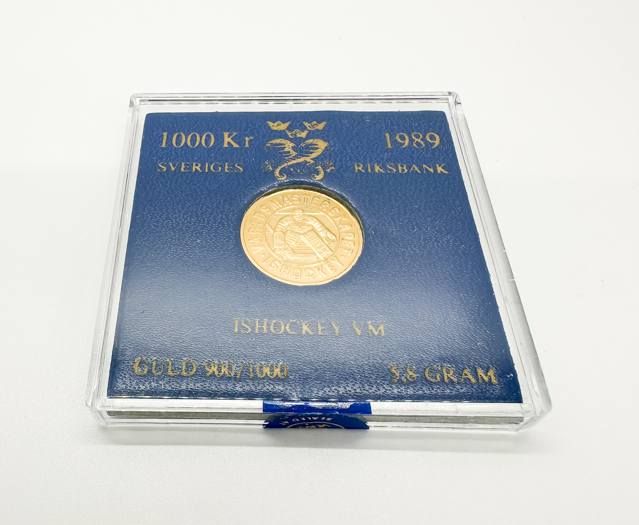 GULDMYNT, 1000 kr, 21,6 karat, Ishockey VM, 1989, Sverige.