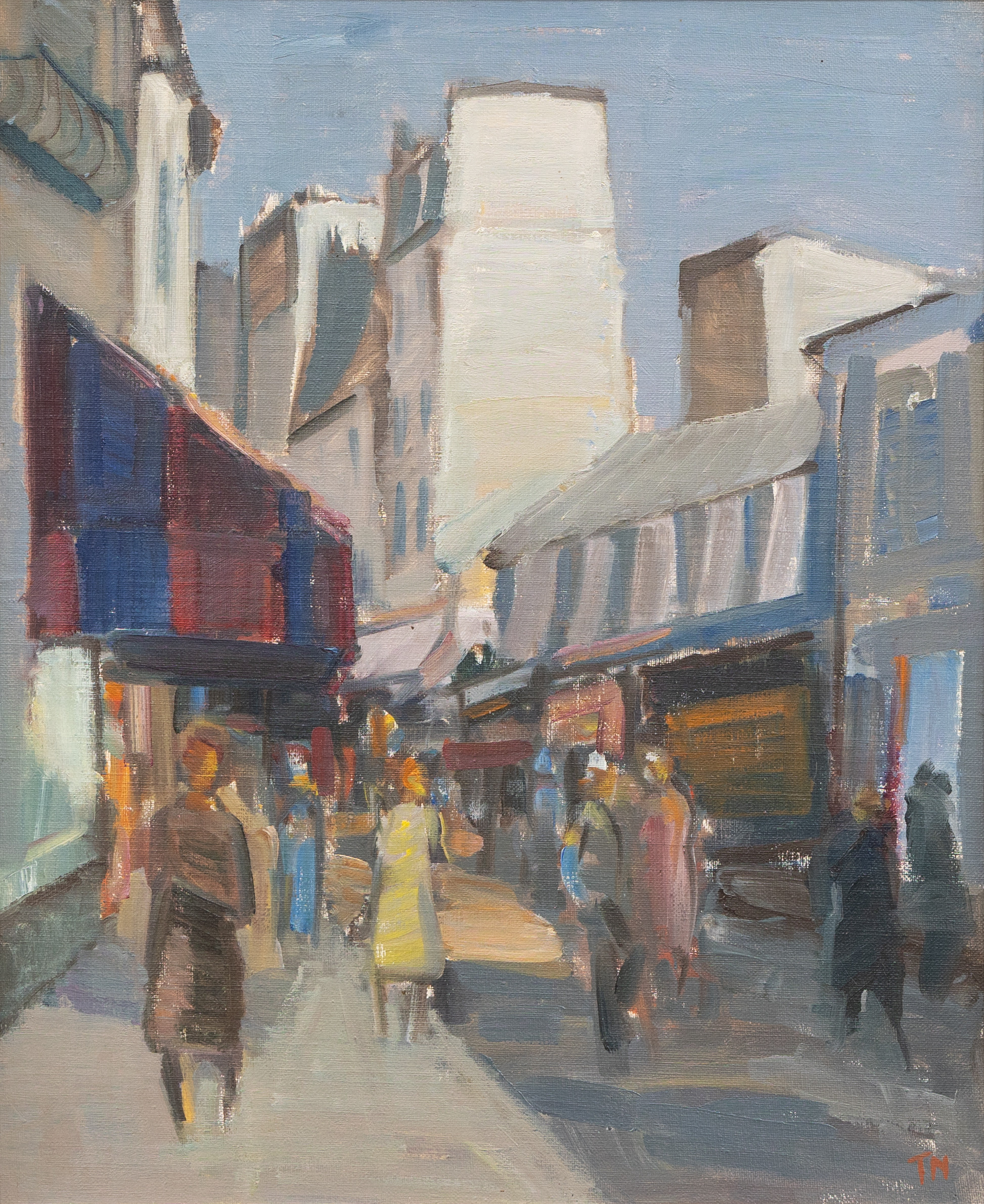 TAGE NILSSON. Gatumotiv från Paris, olja på pannå, signerad TN.