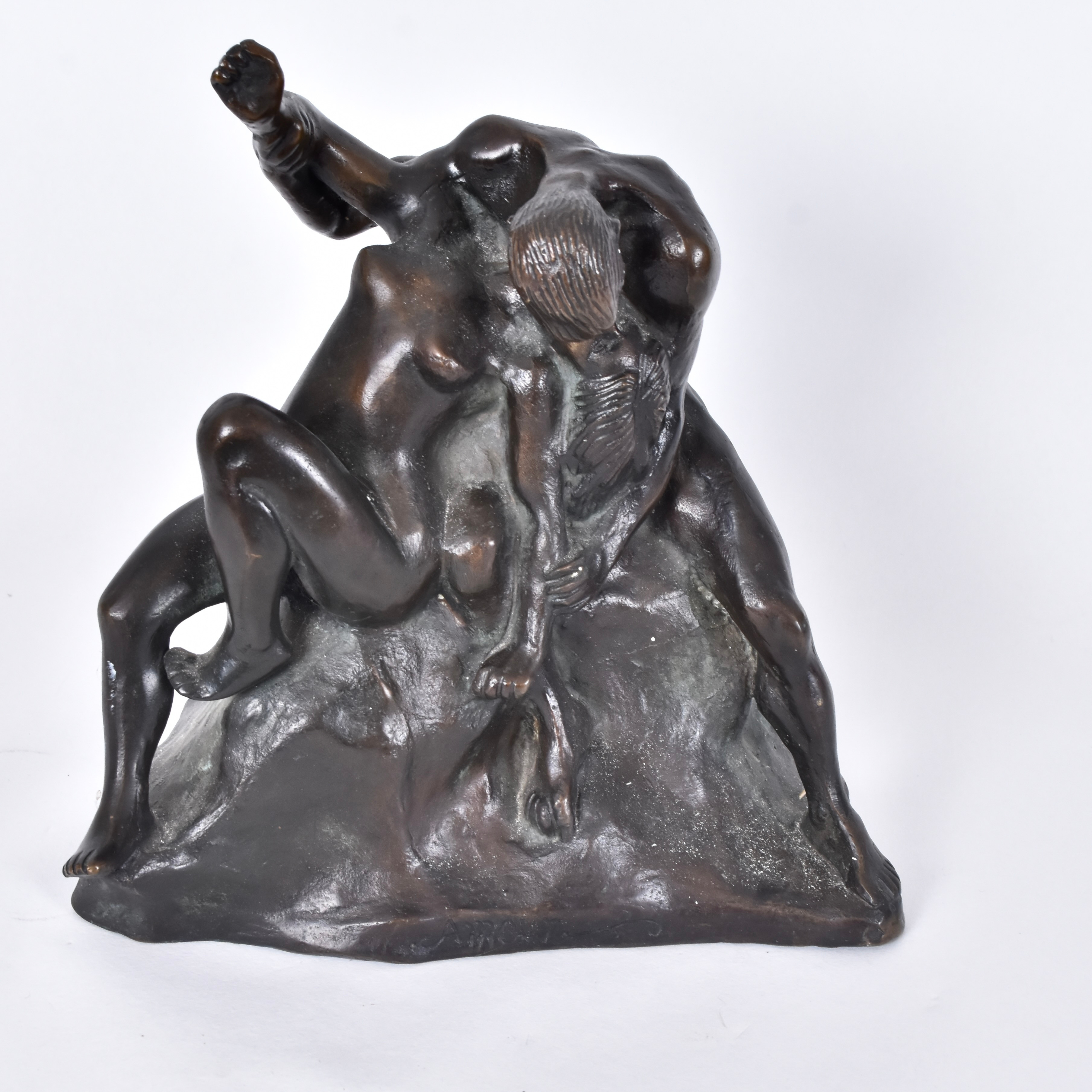 CARL ELDH. skulptur, patinerad brons, "Amour".