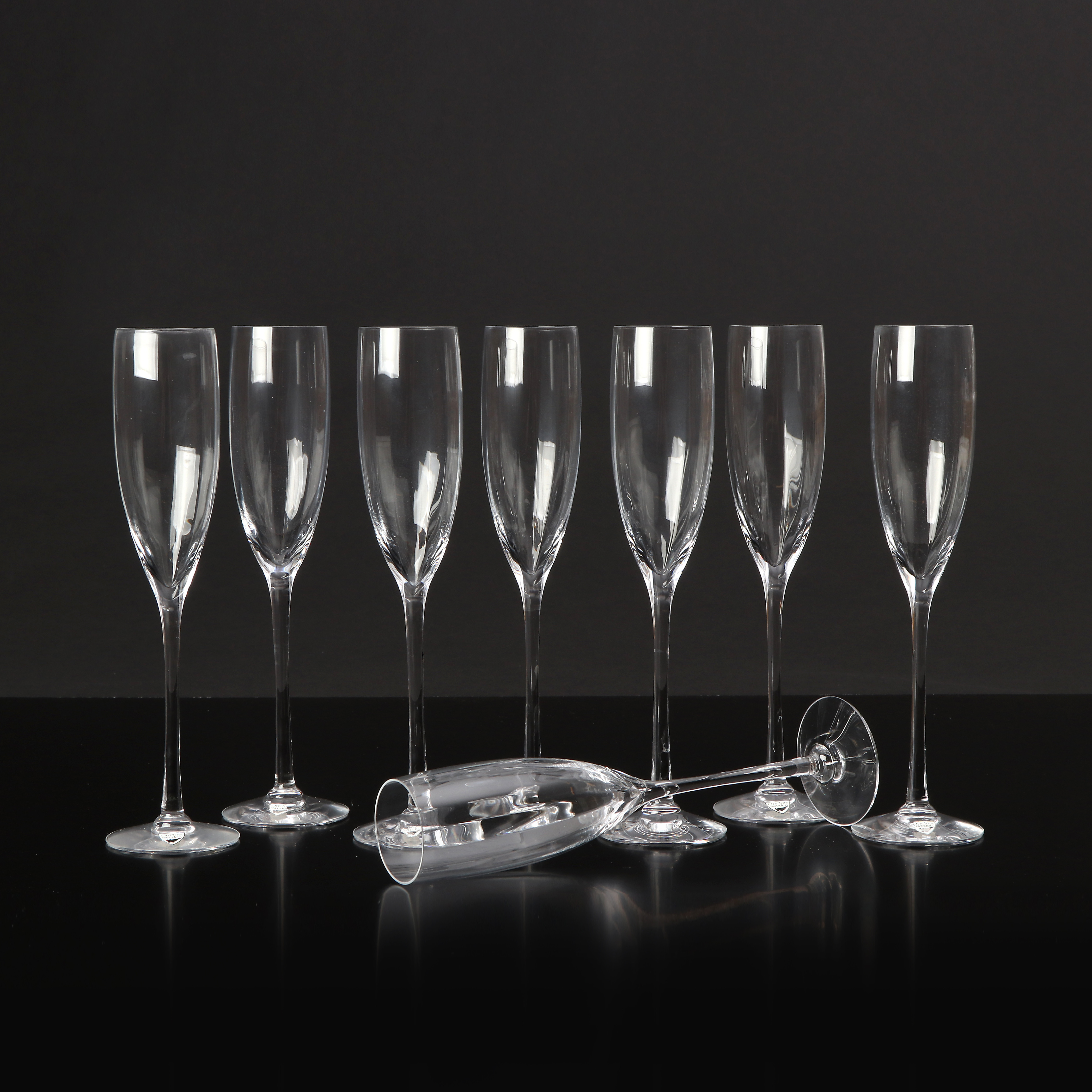 GUNNAR CYRÉN. CHAMPAGNEGLAS, ÅTTA ST. "Optica Symphony", Orrefors.