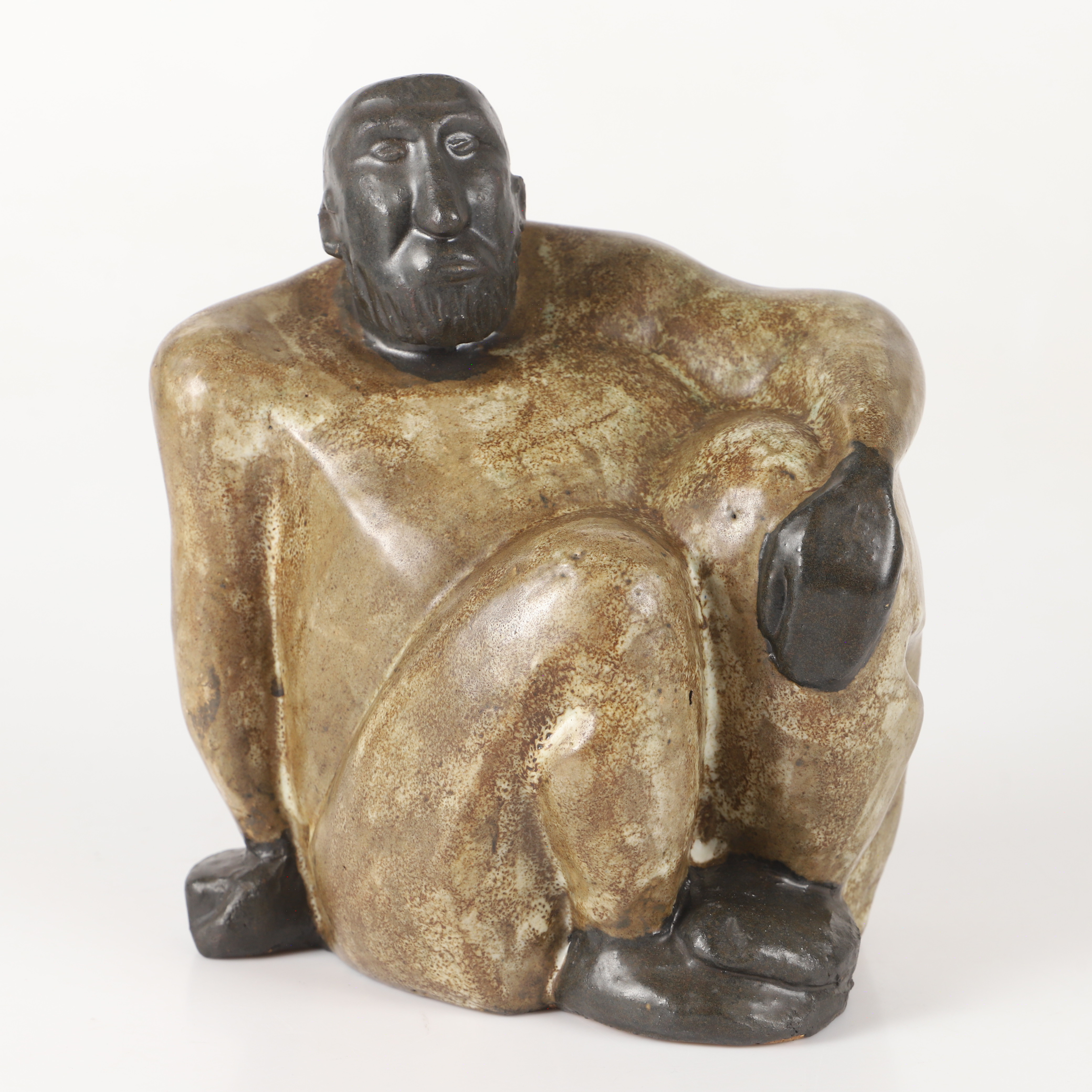 ÅKE HOLM. Skulptur, "Jeremia", glaserat stengods, signerad.