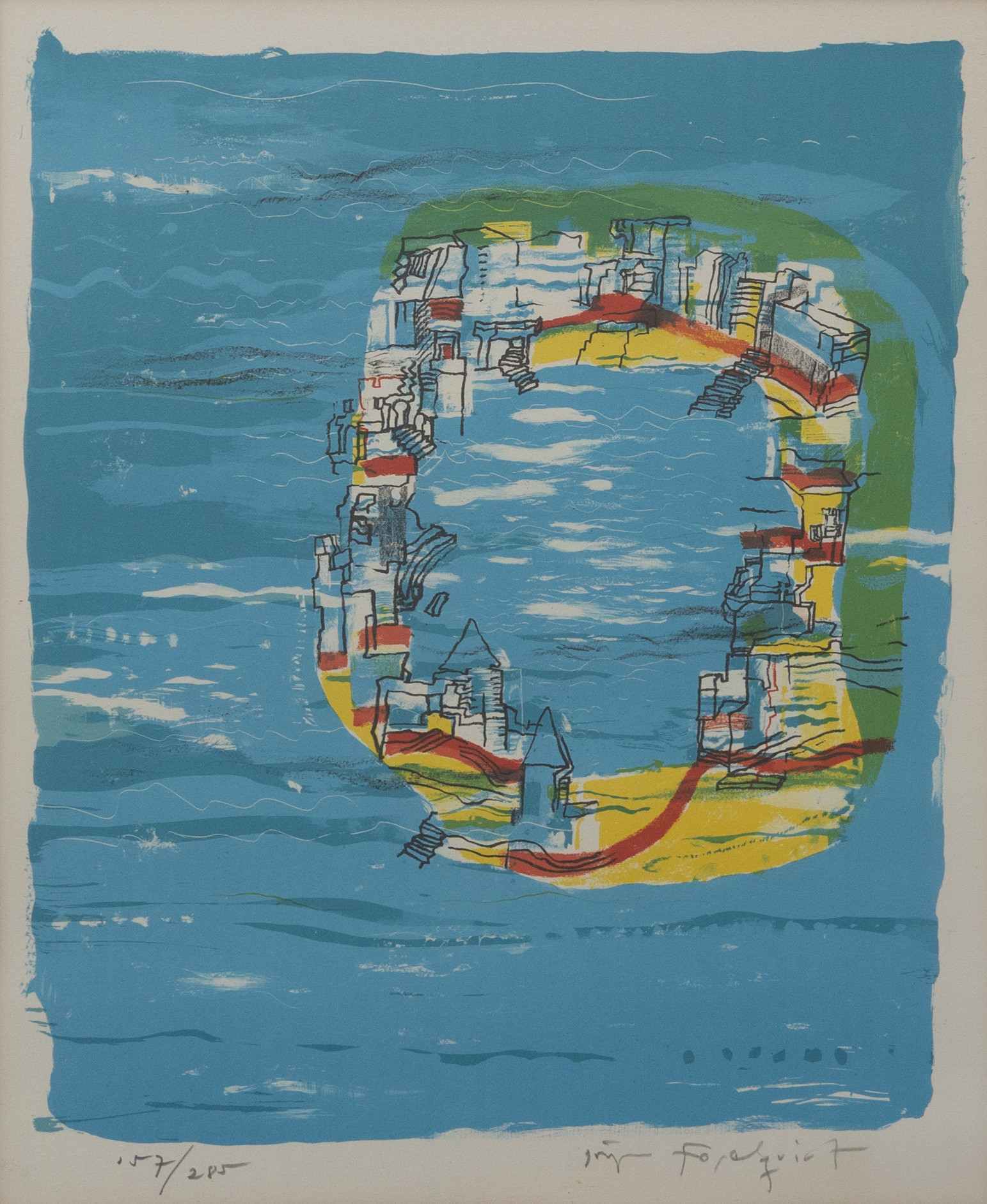 JÖRGEN FOGELQUIST. Komposition, litografi nr 157/285, signerad.