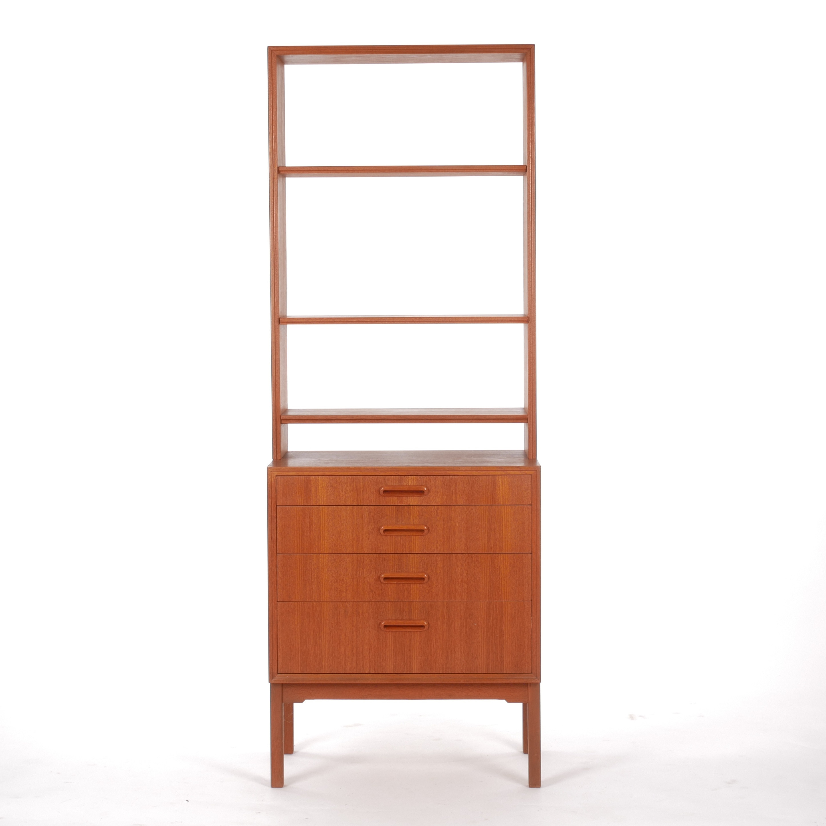 BOKHYLLA MED BYRÅDEL, 2-delad, teakfanerad, 1960-tal.