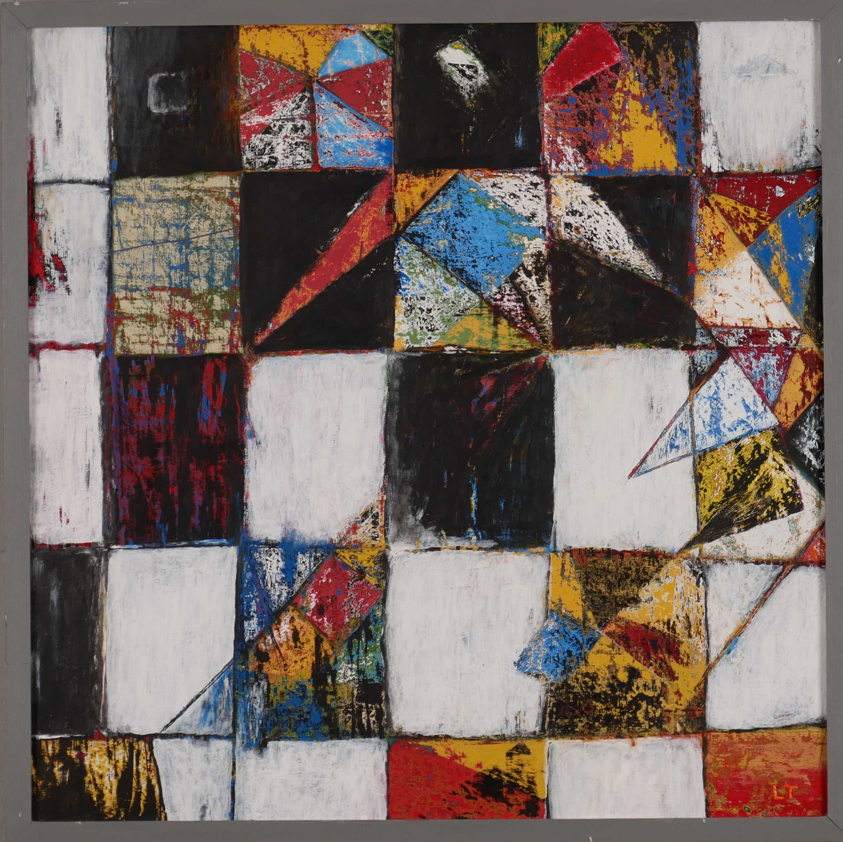 OIDENTIFIERAD KONSTNÄR. Olja/blandteknik, signerad LT.