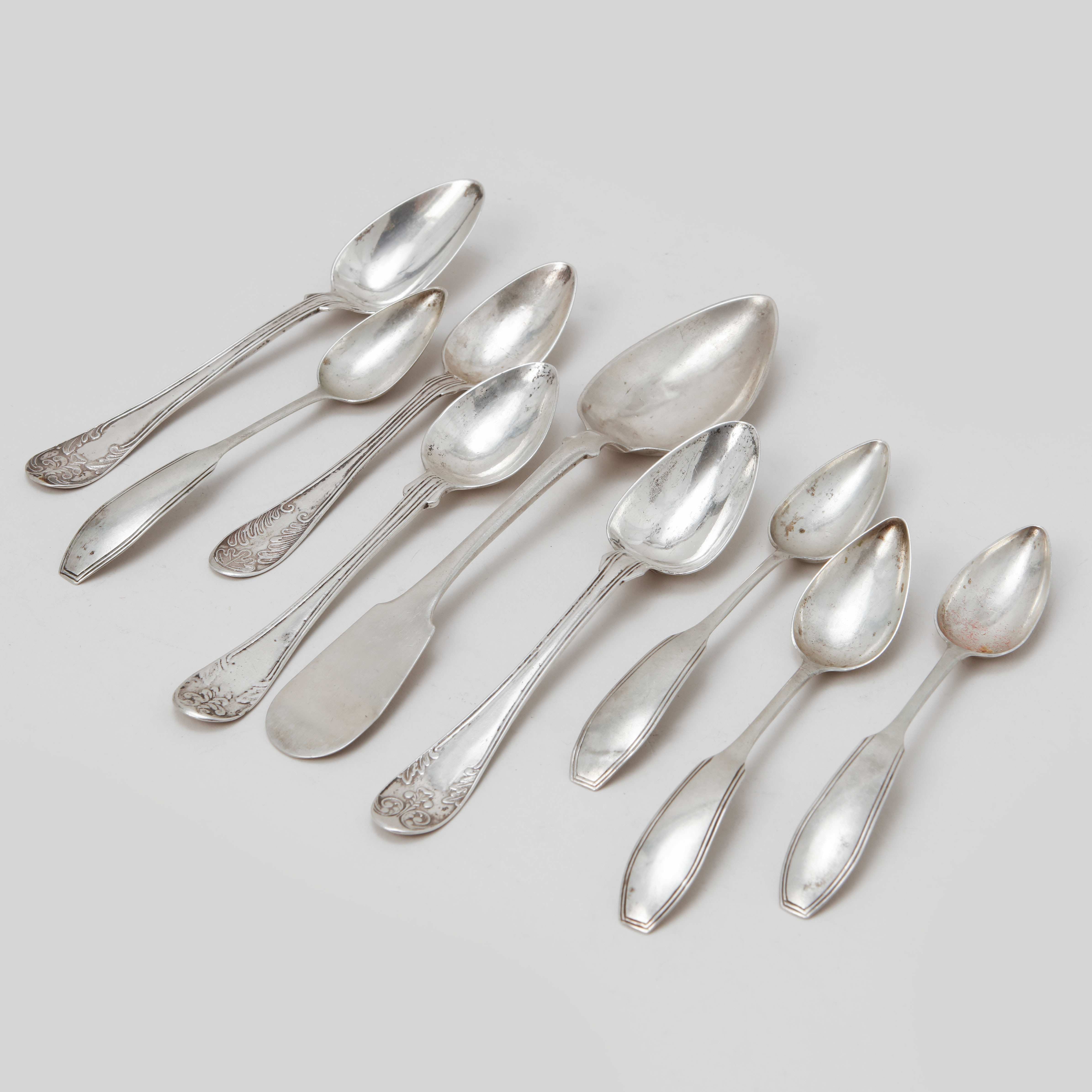 SKEDAR, 9 stycken, silver, England, Nederländerna och Sverige, 1800-tal. Vikt 140 gram.