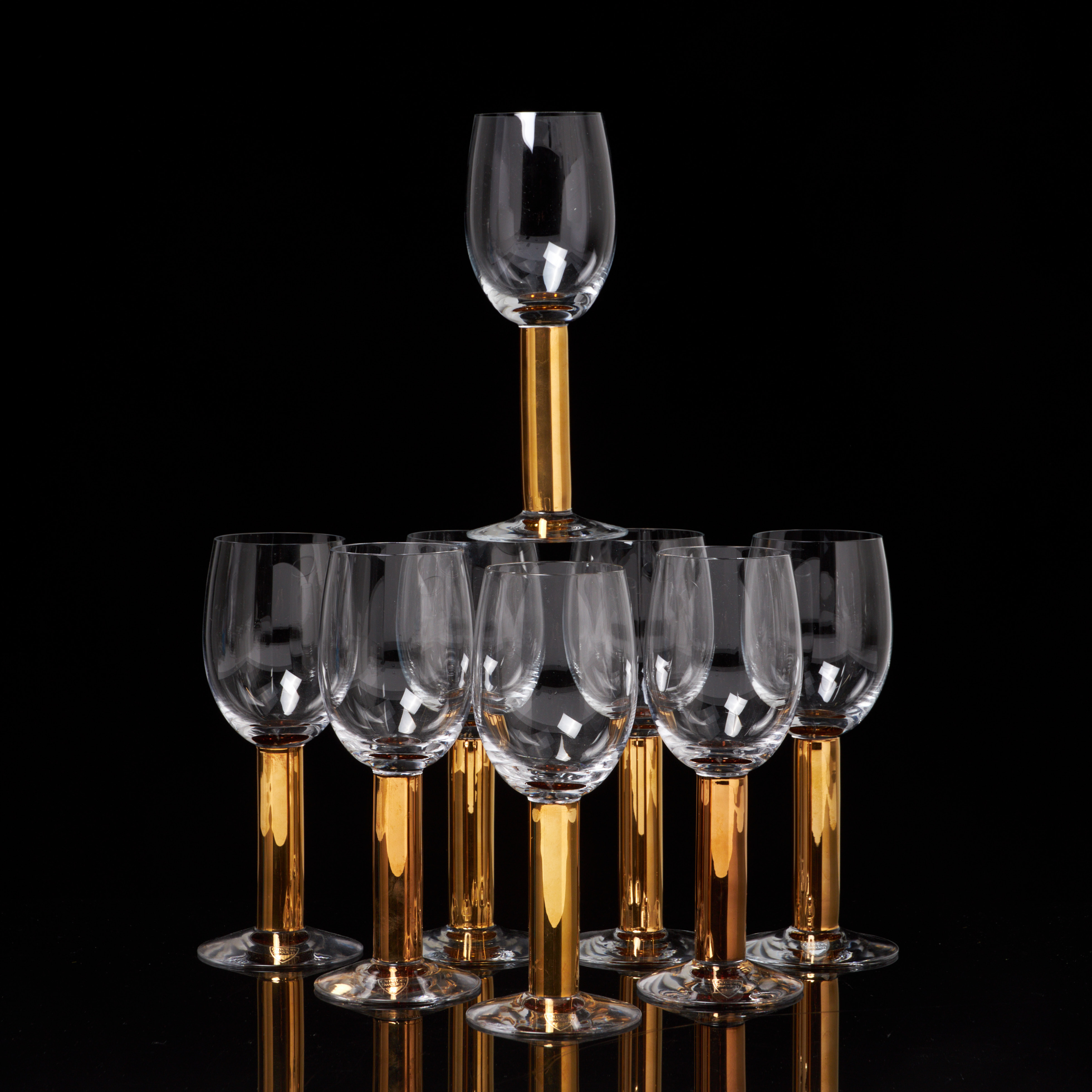 GUNNAR CYRÉN. Vinglas, 8 stycken, "Nobel", Orrefors.