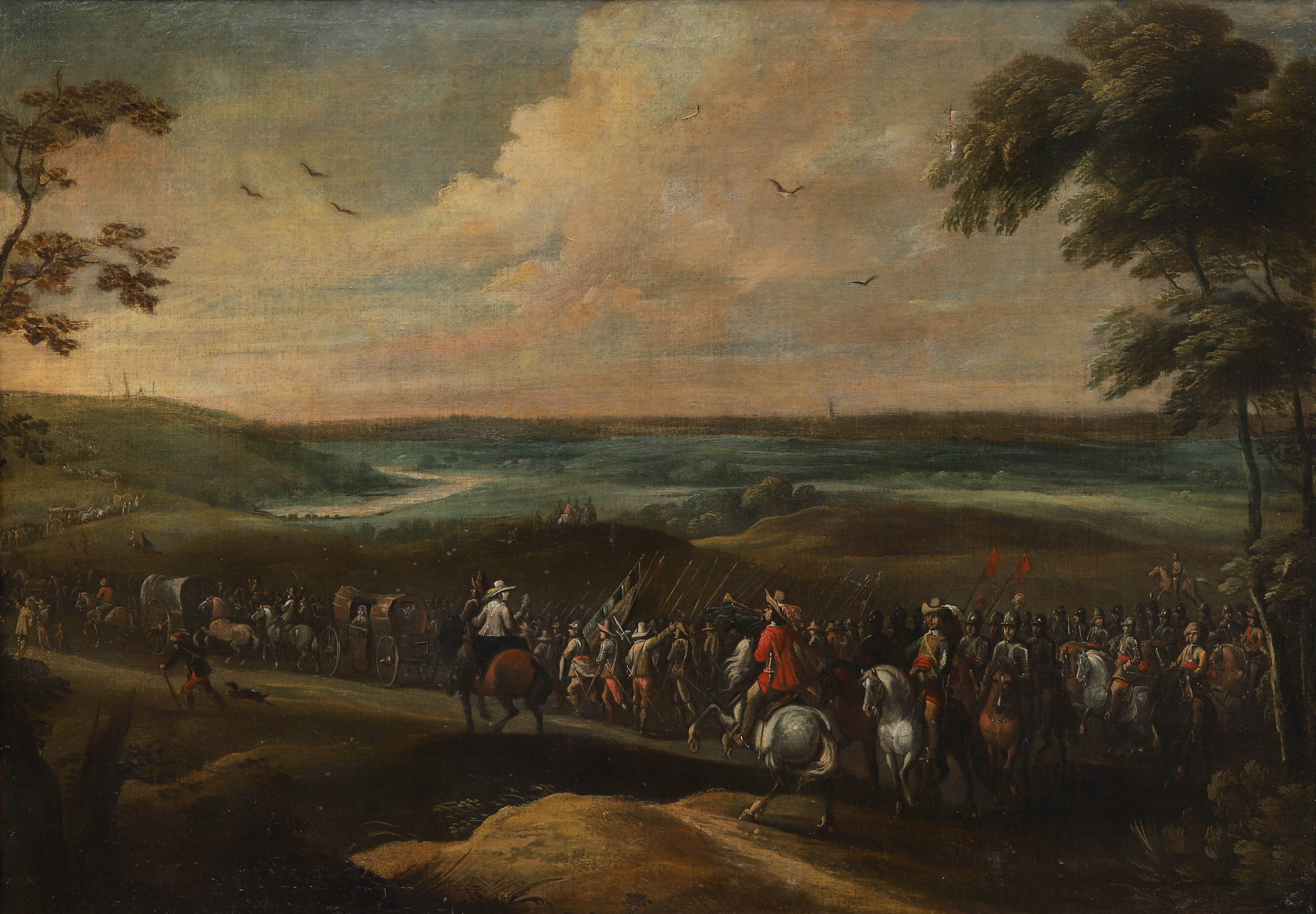 JACQUES COURTOIS (1621-1676) "IL BORGOGNONE". TILLSKRIVEN. ”Stridsväg”. Olja på duk.