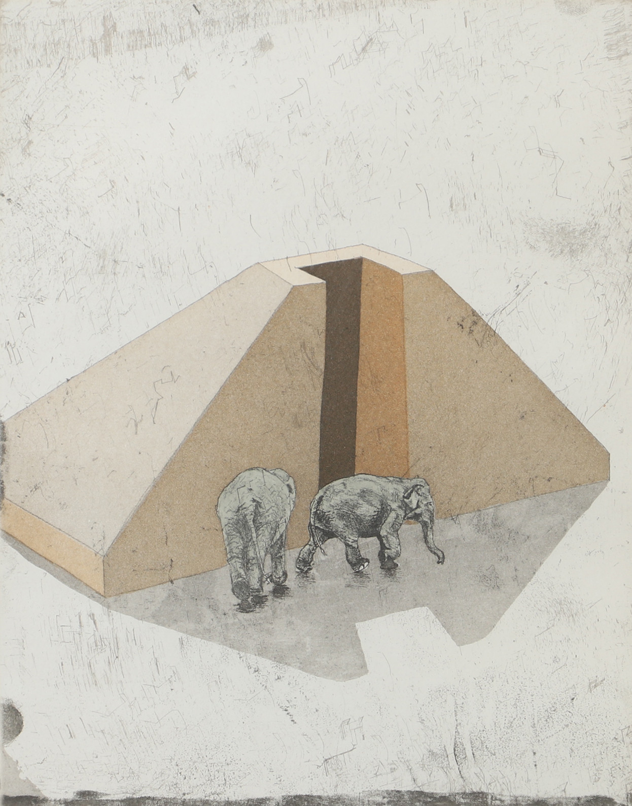 JAN DAHLGREN. "Elephant walk I", etsning, signerad.