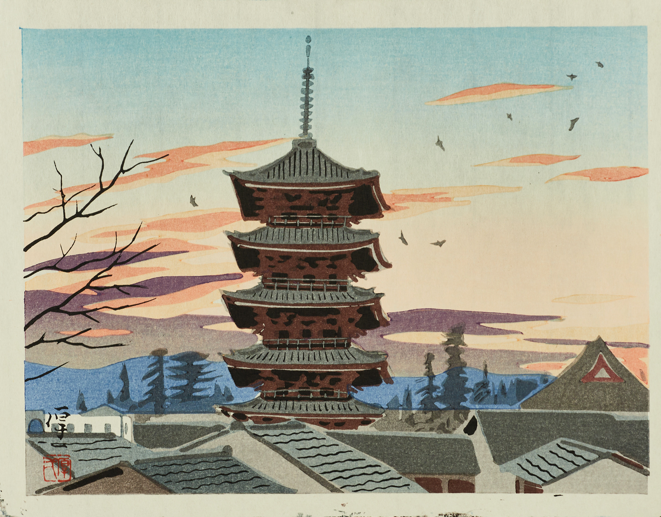 KOICHI OKUMURA (Japan 1904-1974), 4 st träsnitt.