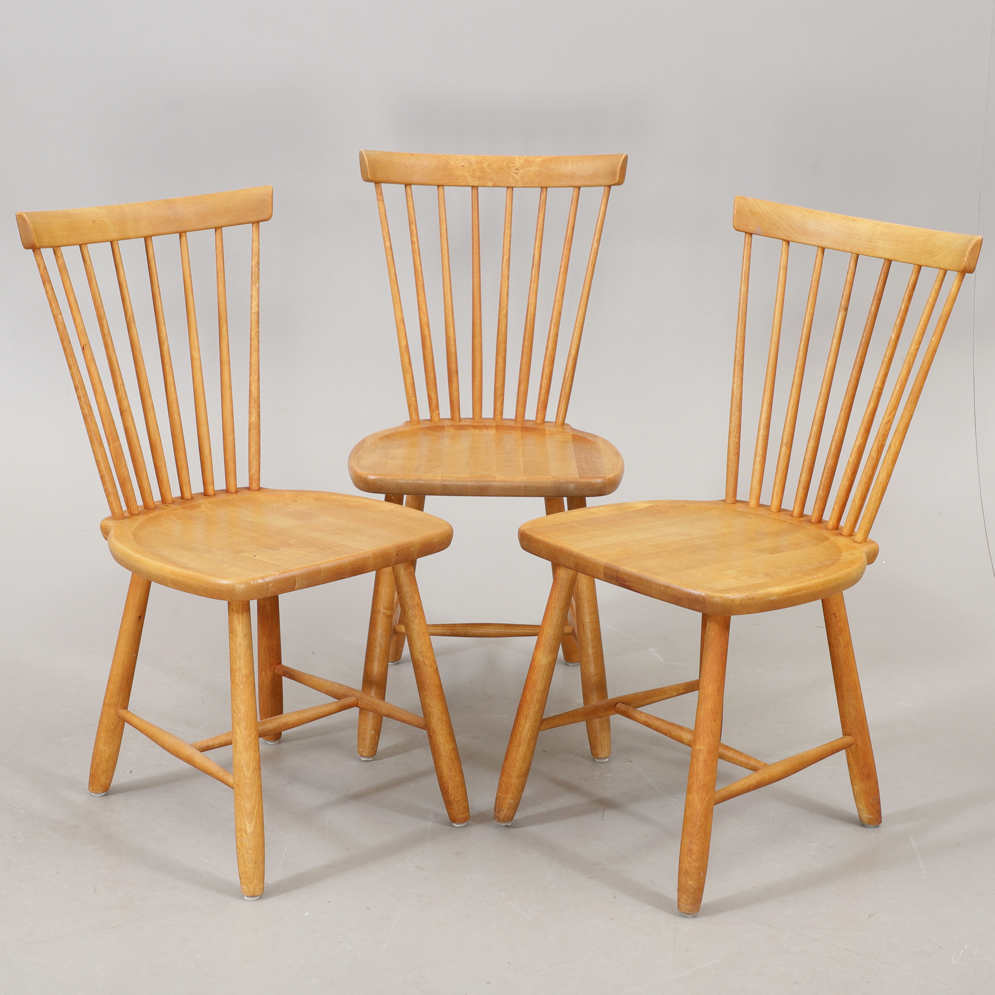 CARL MALMSTEN. Stolar, 3 st, oljad björk, "Lilla Åland", Stolab, 1990-tal.