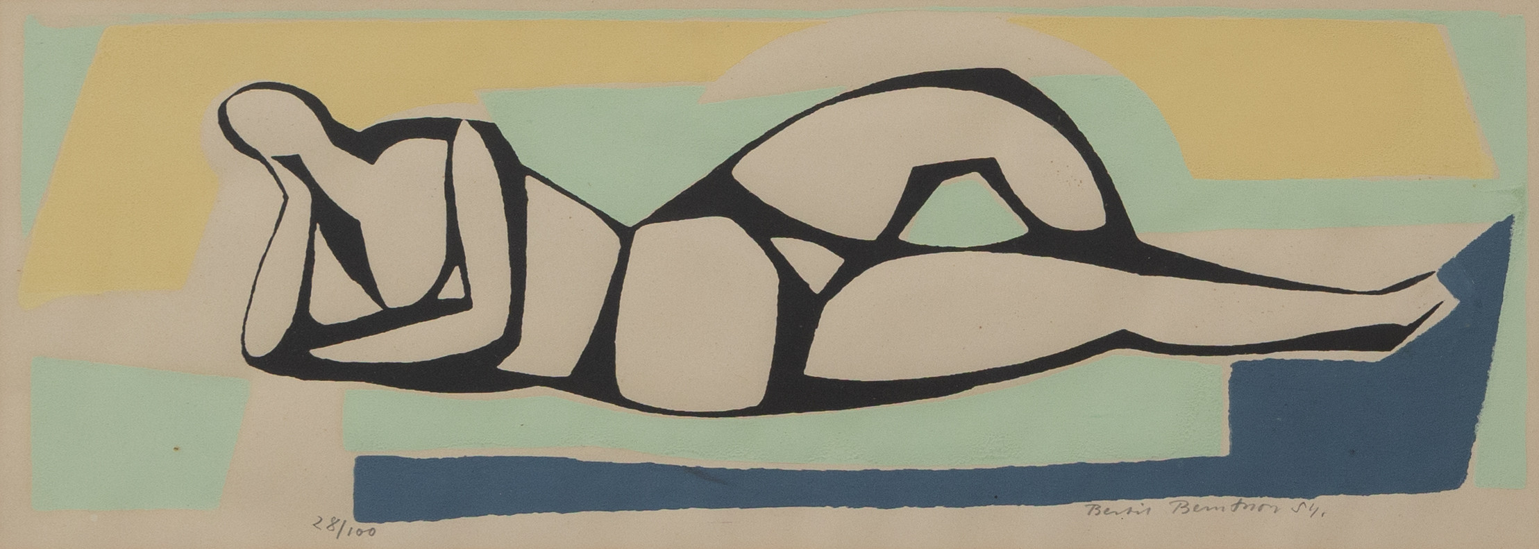 BERTIL BERNTSSON. Liggande modell, litografi nr 28/100, signerad och daterad -54.