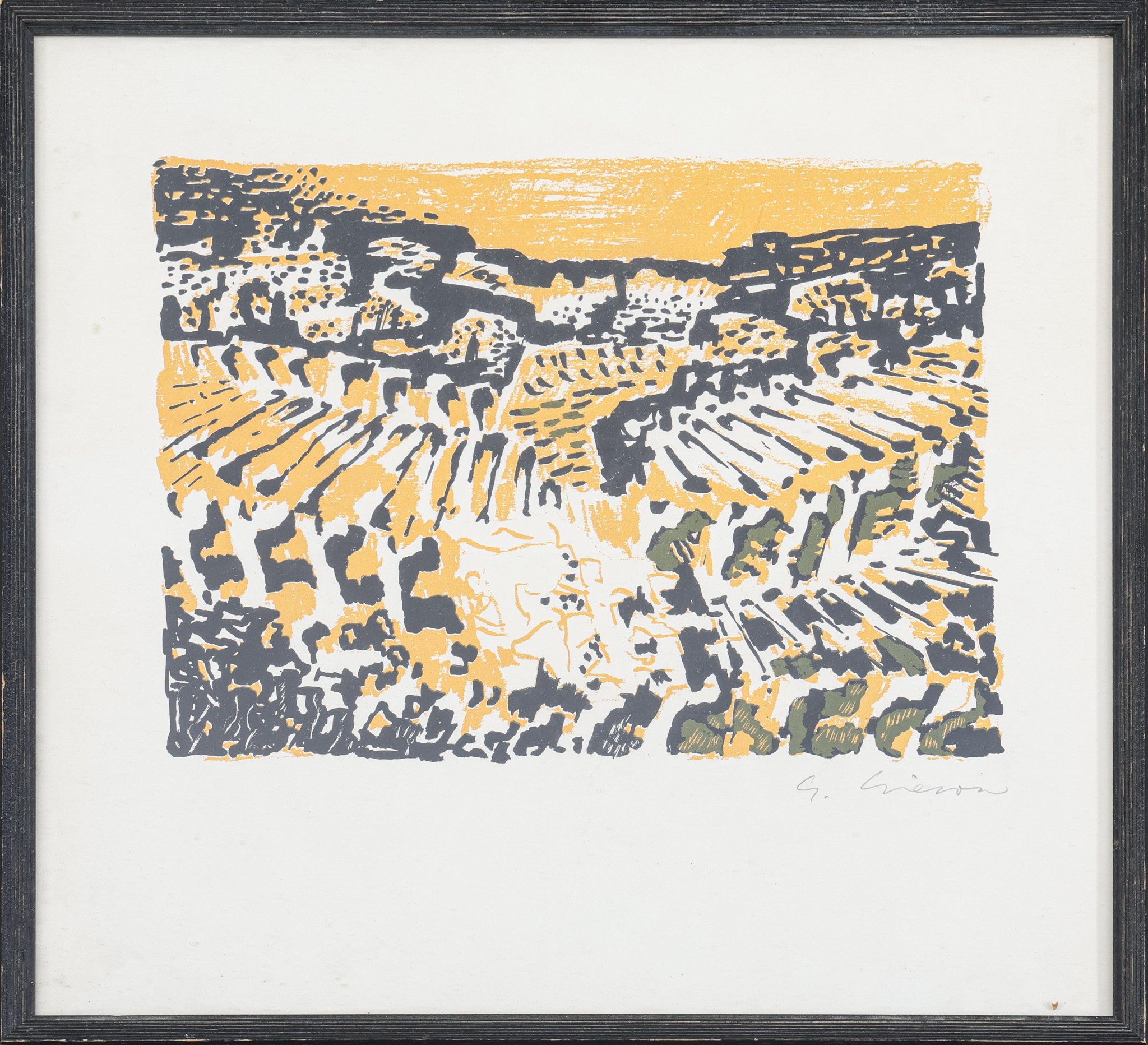 GÖSTA GIEROW. Komposition, färglitografi, signerad G Gierow.