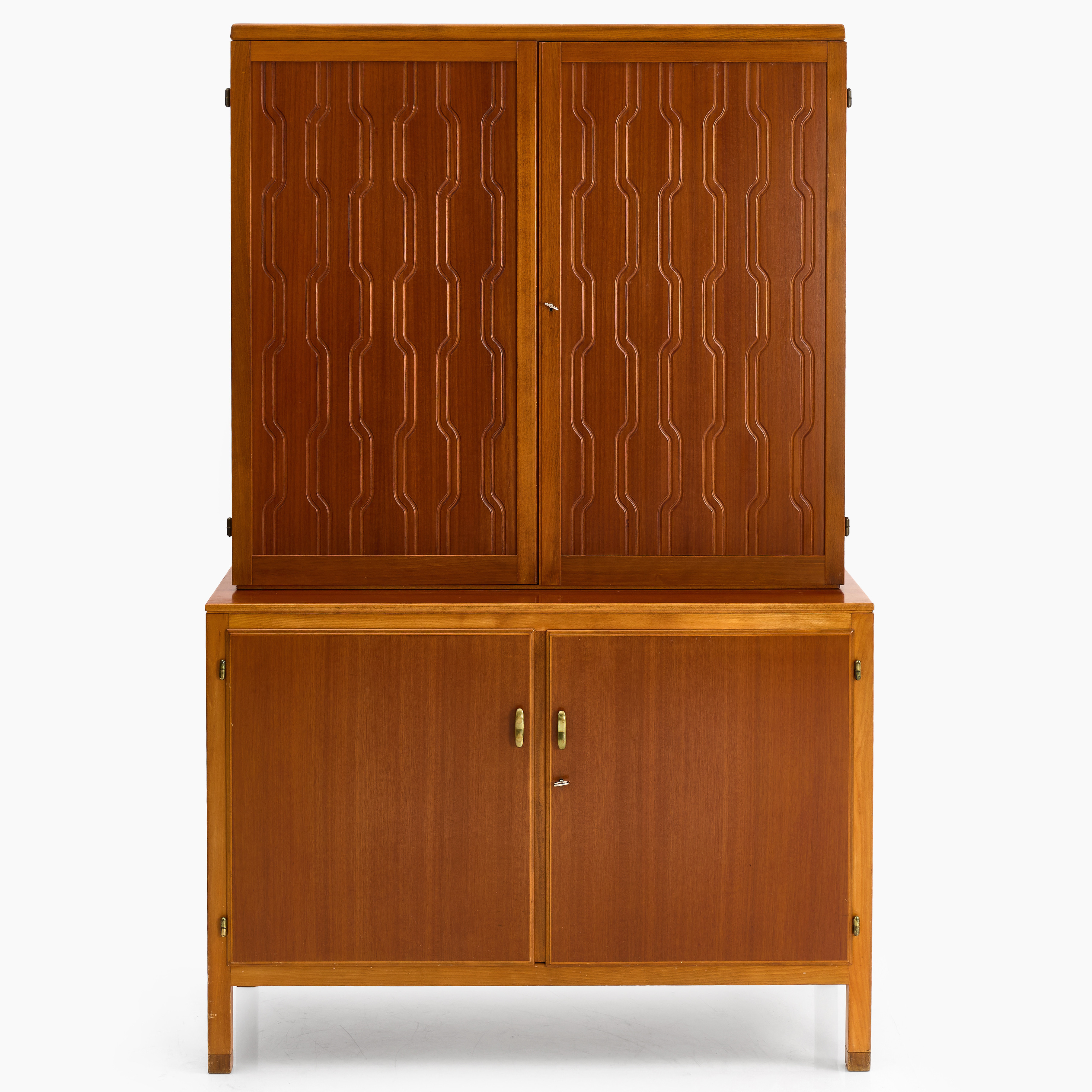 DAVID ROSÉN (Sverige, 1910-1993), SKÅP, "Futura", Nordiska Kompaniet, 2 delat, 1950-tal, mahogny/bok.