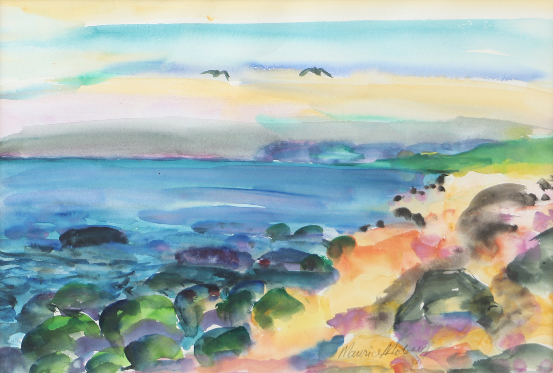 MAURICE MOBERG. "Hovs Hallar 1988", akvarell, signerad.