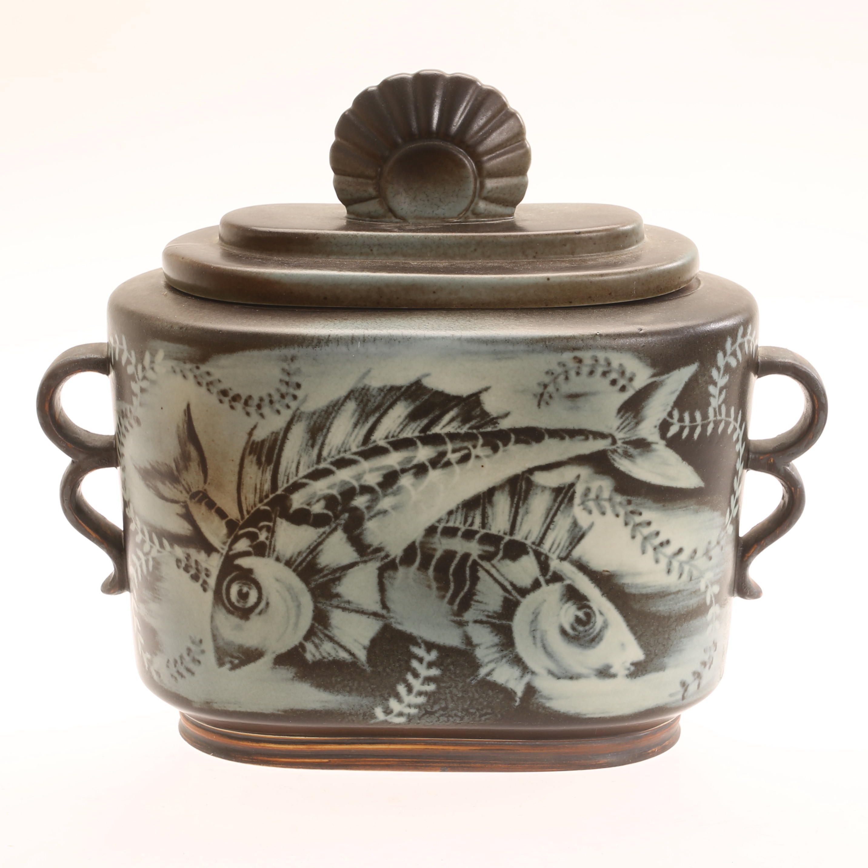 GUNNAR NYLUND. Urna med lock, stengods, flambé, Rörstrand.