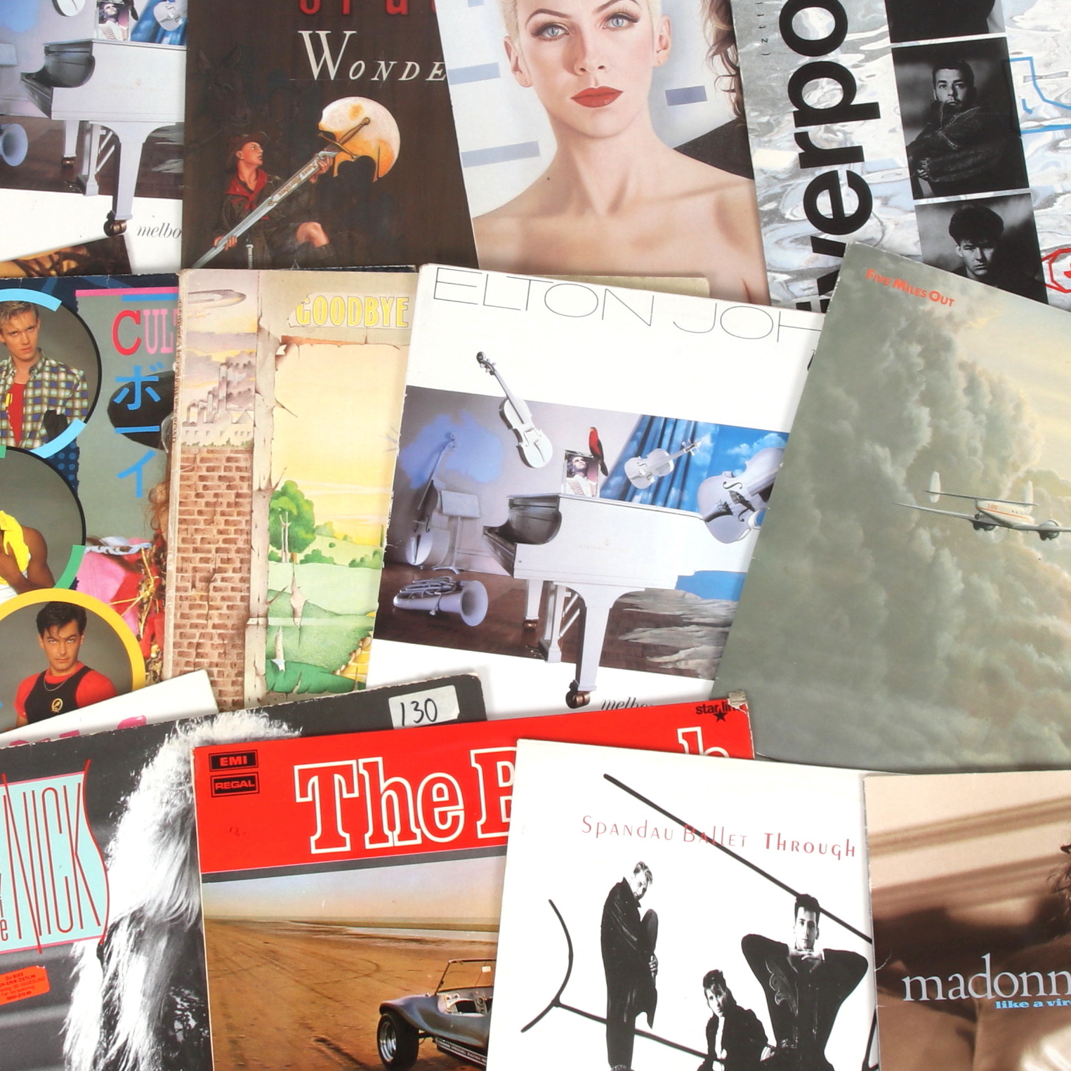 LP-SKIVOR, 40 st, bl.a. Police, Gary Moore, Queen, Lenny Kravitz, Madonna, mfl. 1970/80/90-tal.