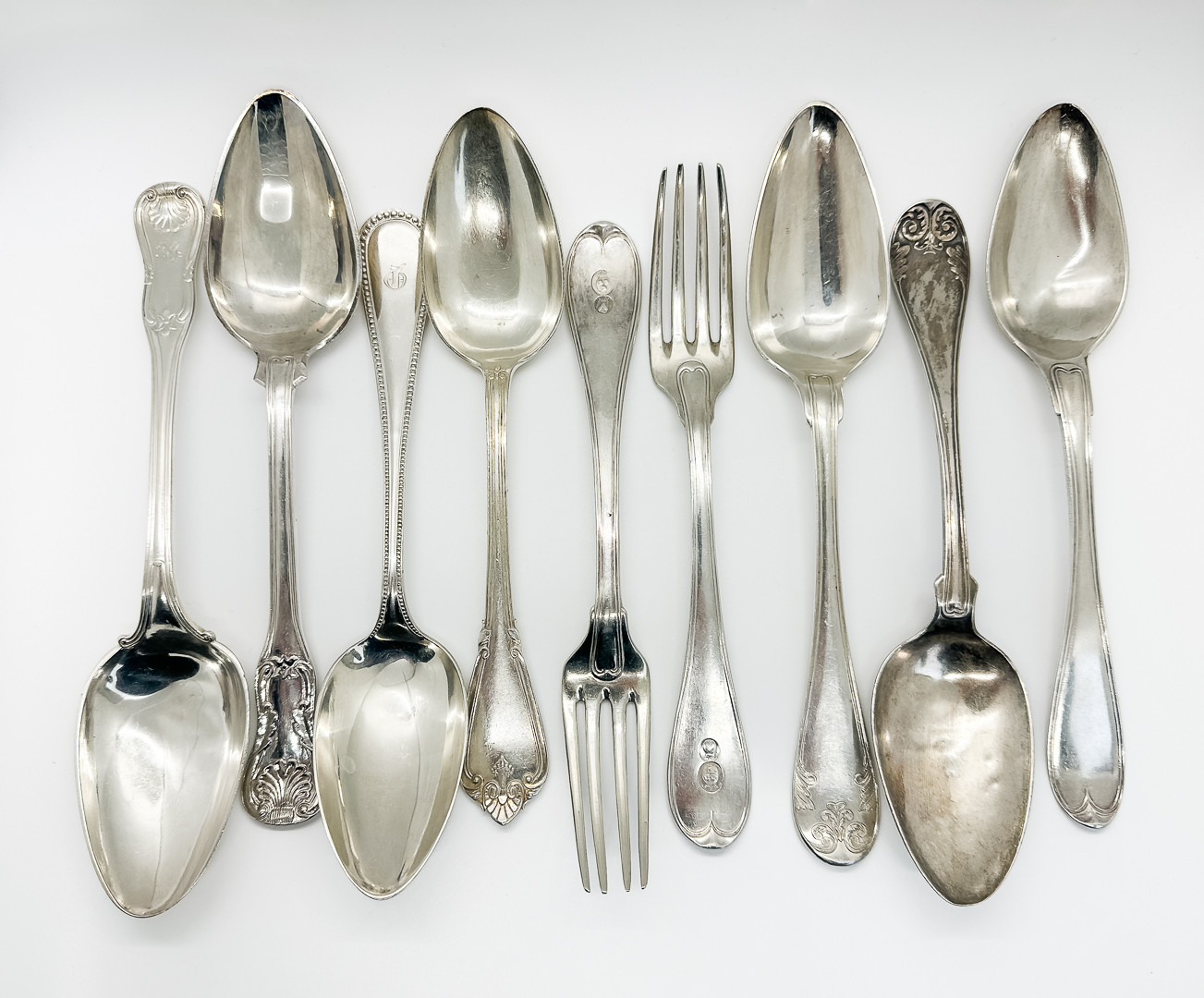 SILVERBESTICK, Skedar och gafflar, 9 delar, 594 gram.