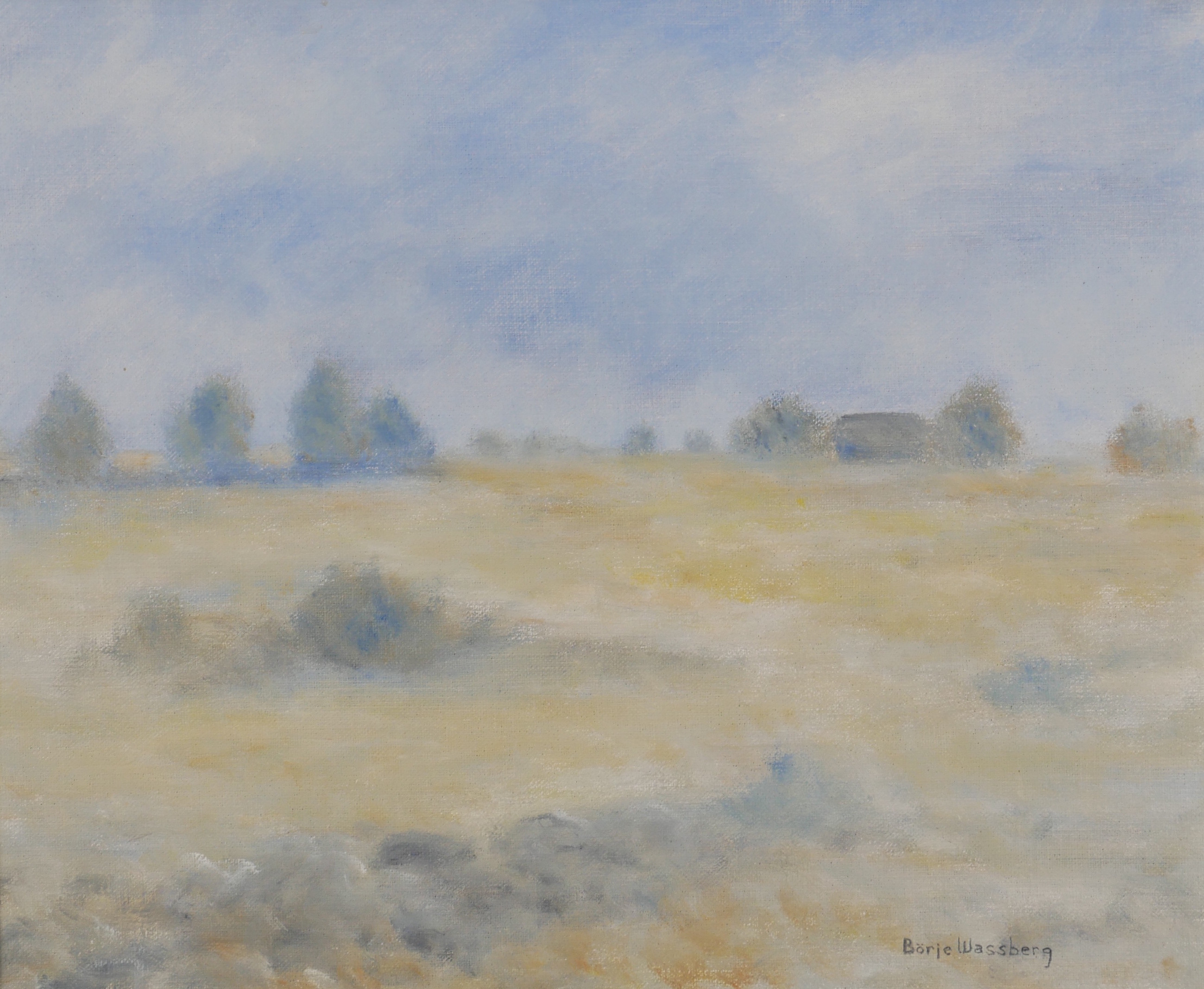 BÖRJE WASSBERG. "Alvaret, Alböke/Öland", olja på duk, signerad Börje Wassberg.