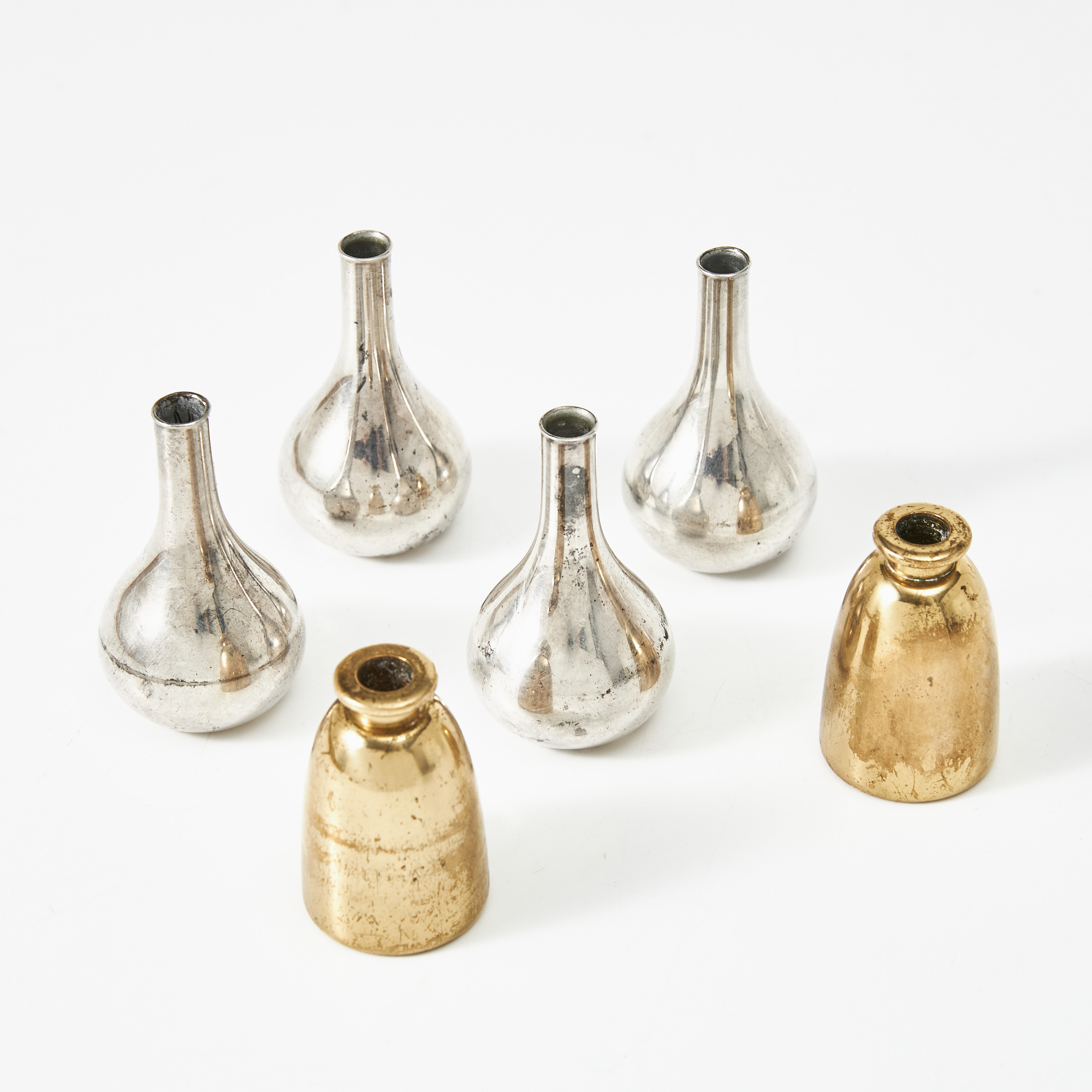 LJUSSTAKAR, 4 st, Jens Quistgaard, nysilver, LJUSSTAKAR, 1 par, Hans-Agne Jacobsson, mässing.