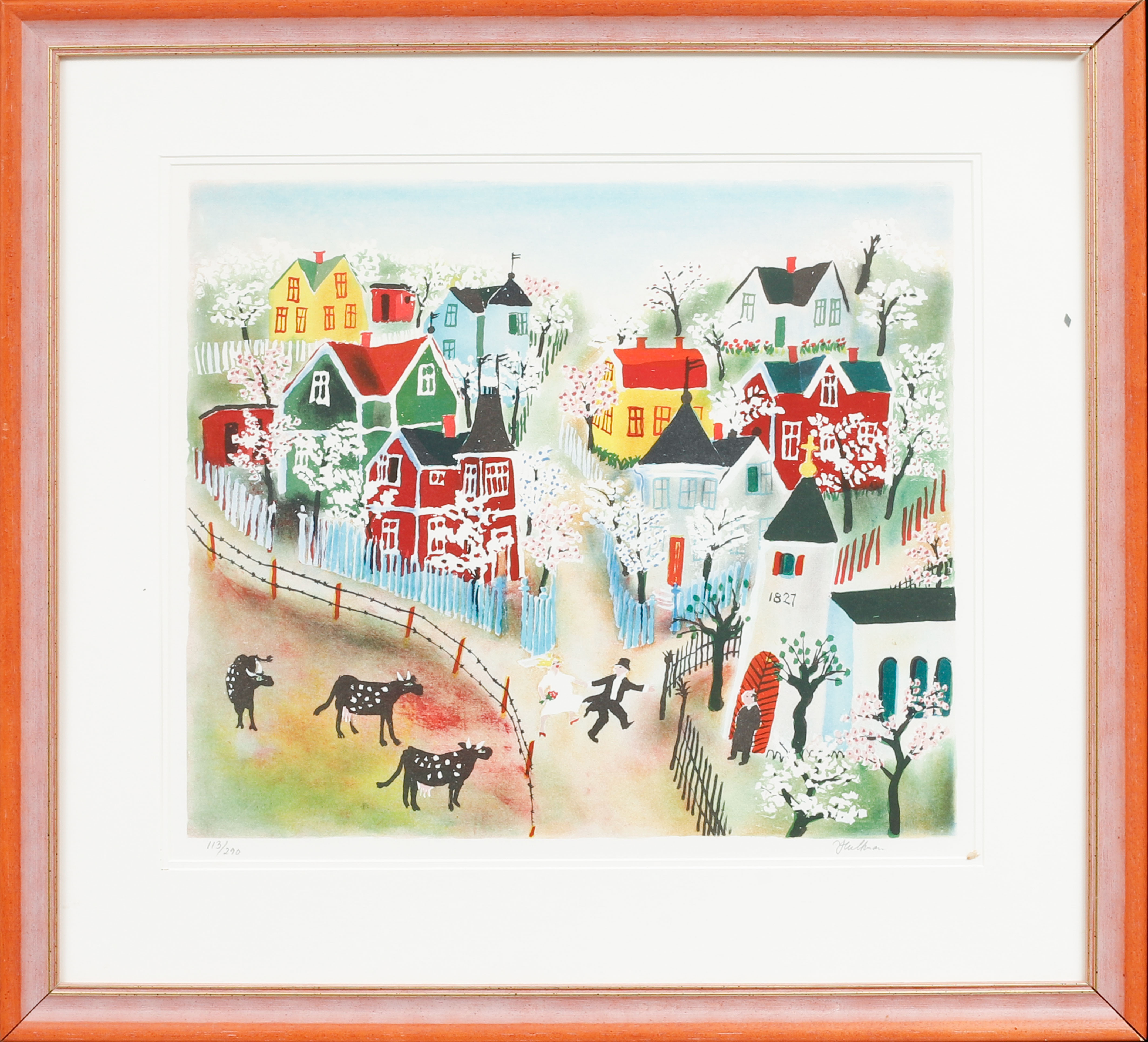 ANDERS HULTMAN. Bröllopspar, färglitografi, signerad och numrerad 113/200.