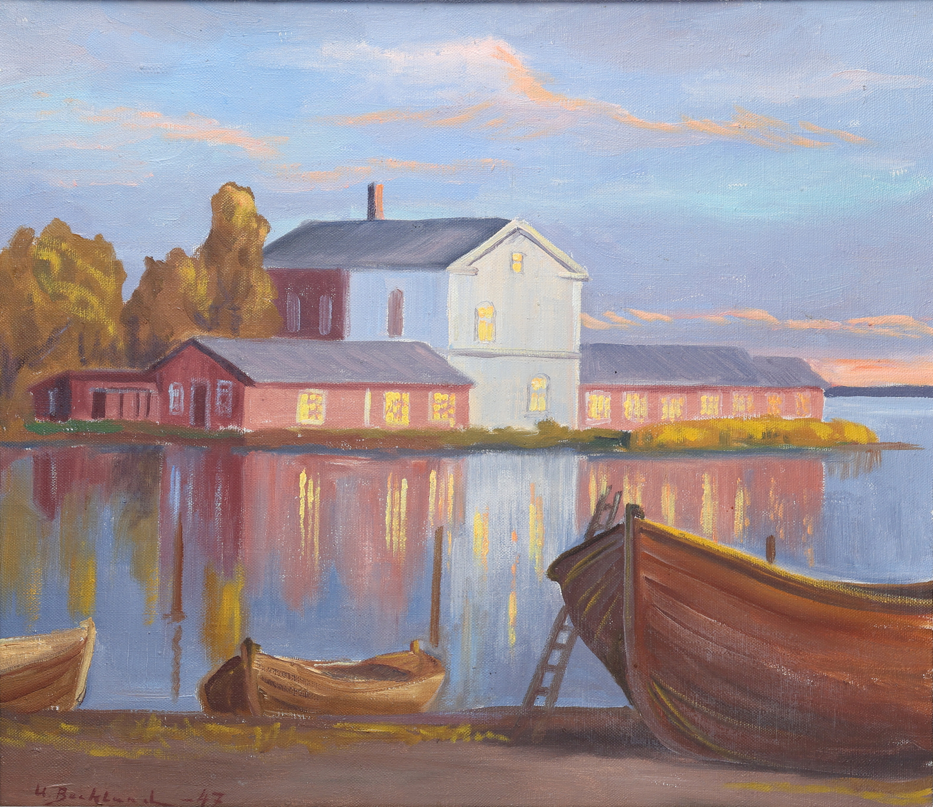 UNO BACKLUND. Olja på duk, signerad.