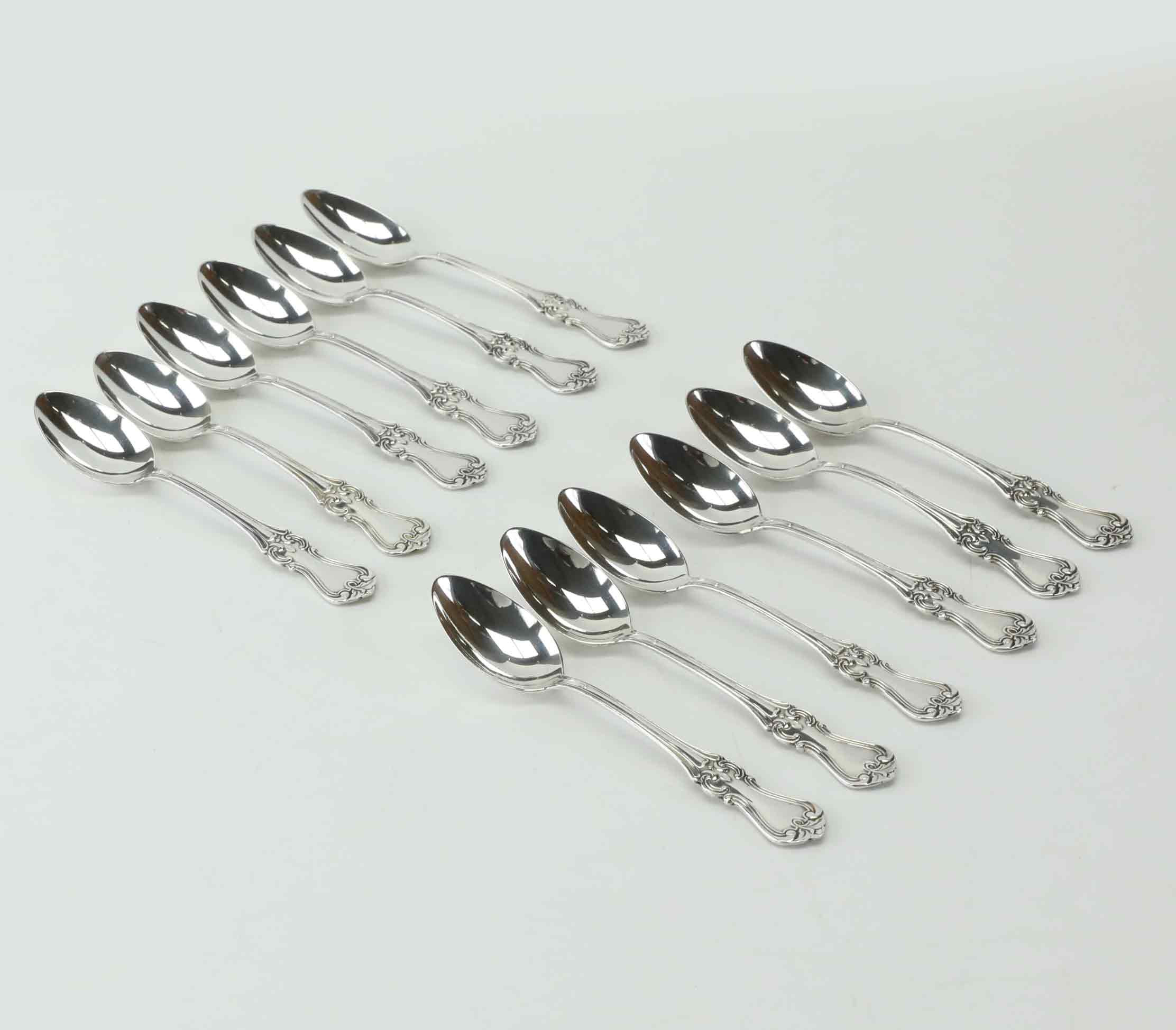 KAFFESKEDAR, 12 st, silver, modell Olga, Mema, 1900-talets mitt.