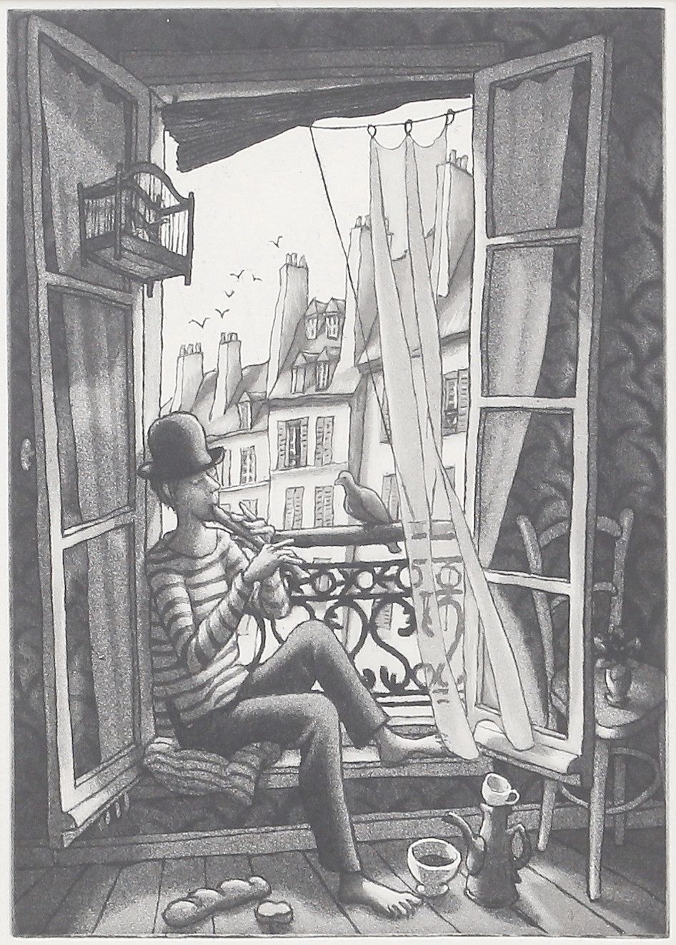 CHRISTINA RINGSBERG. "Morgonstund", grafiskt blad, signerad, daterad 97, numrerad 340/350.