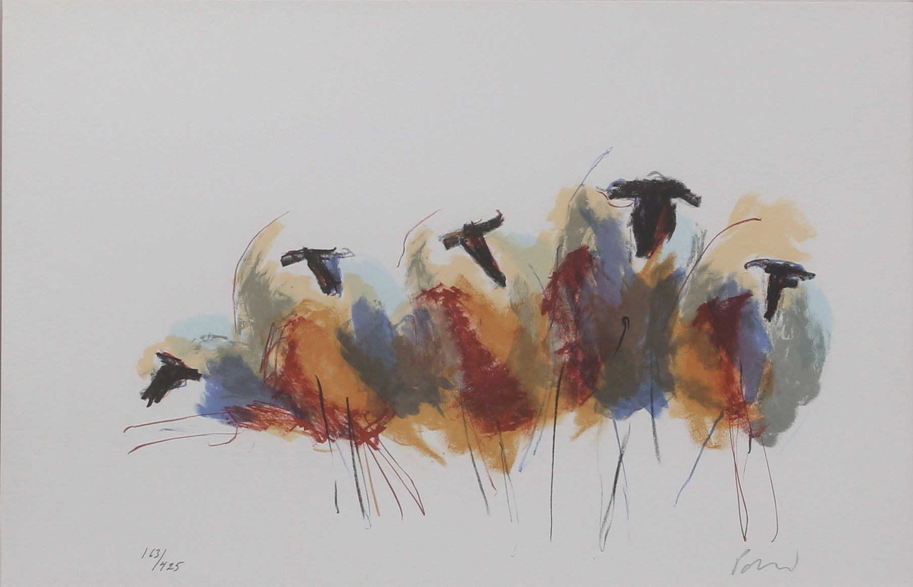 ANDERS PALMÉR. "Får", färglitografi, signerad, numrerad 163/425.