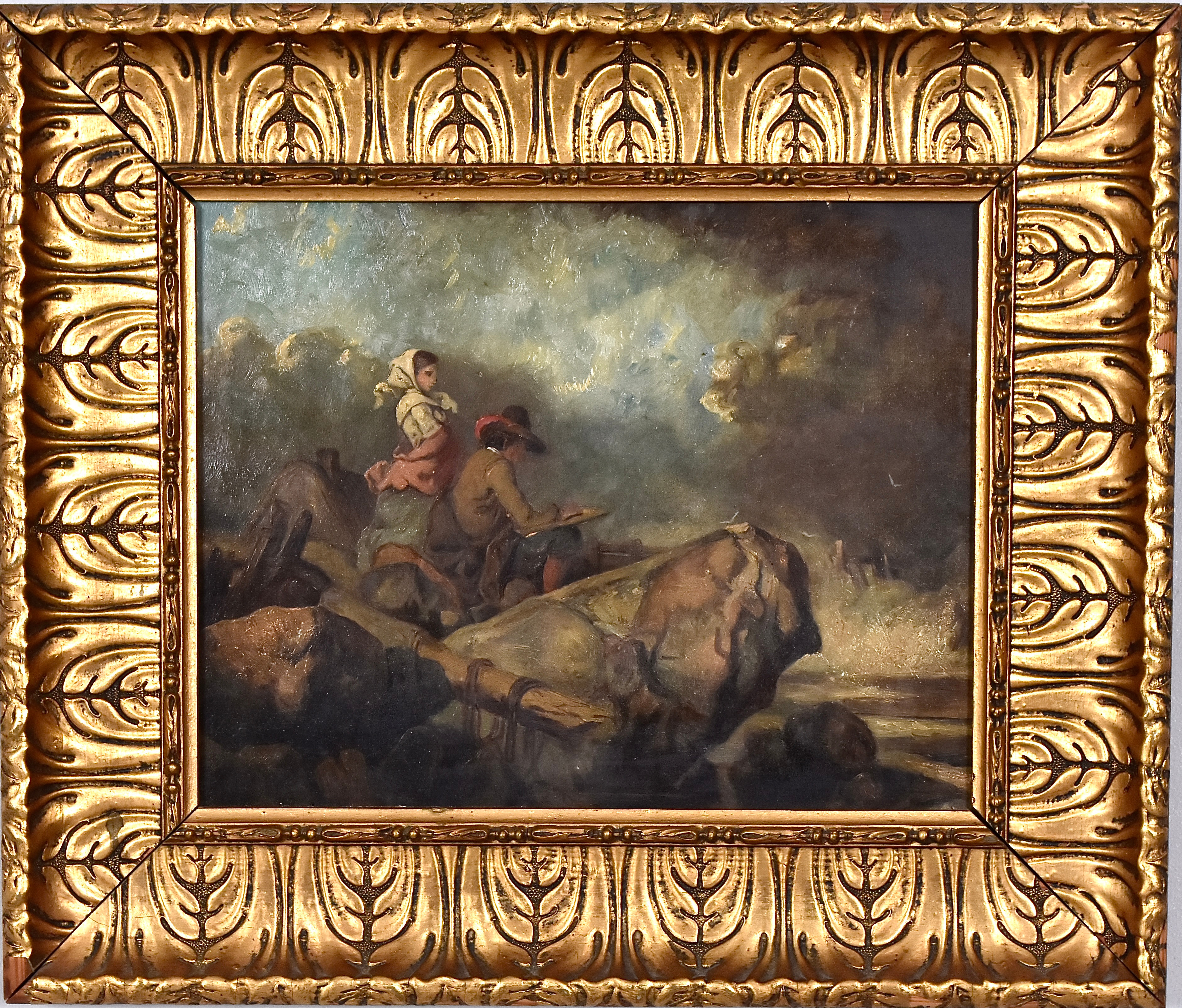 OKÄND KONSTNÄR. Olja på träpannå, England, 1800-tal.