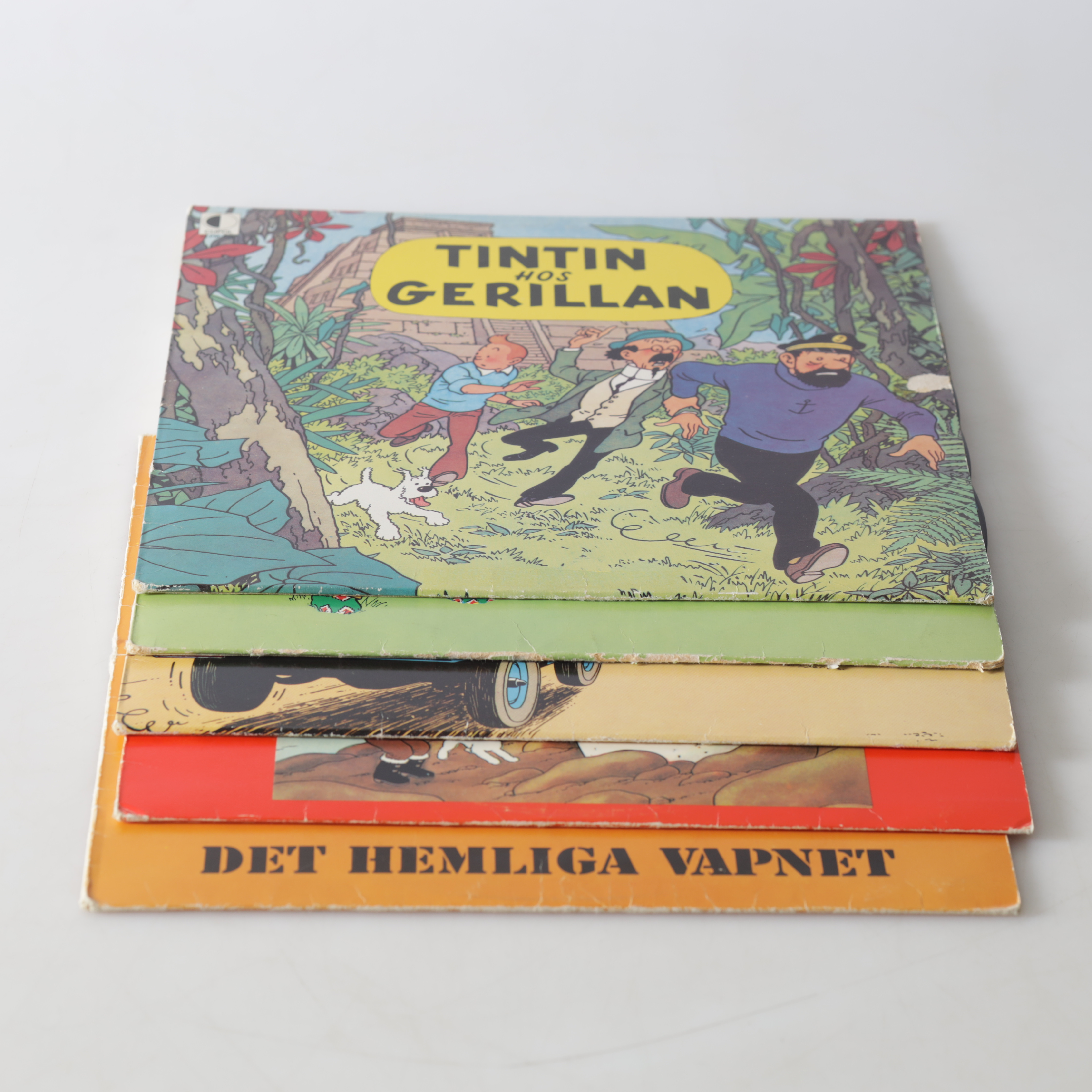VINYLSKIVOR, 5 st, Tintin, Hergé, utgiven av Cupol, 1970-tal.