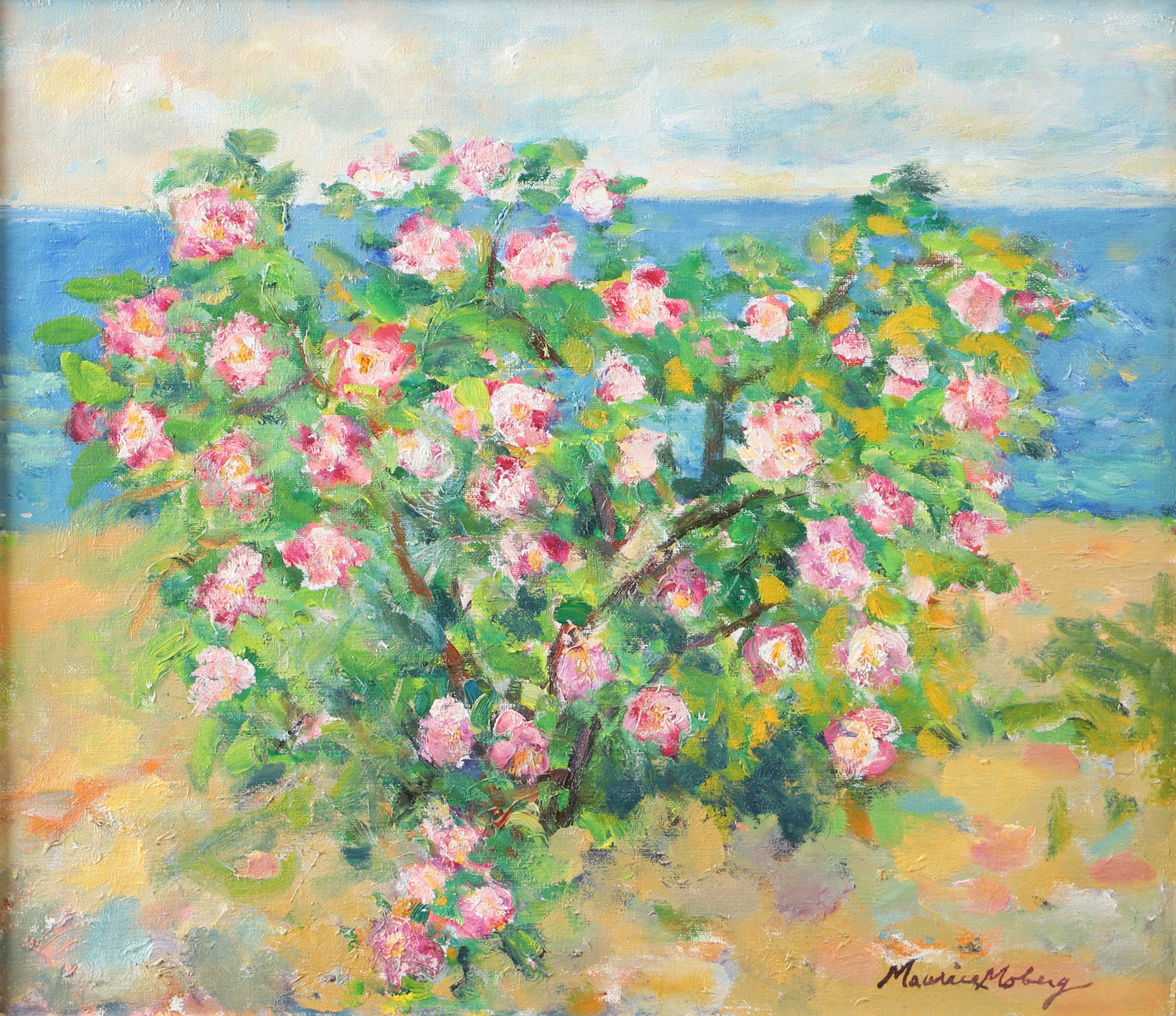 MAURICE MOBERG. "Vildros Hovs Hallar 1982", olja på duk, signerad.