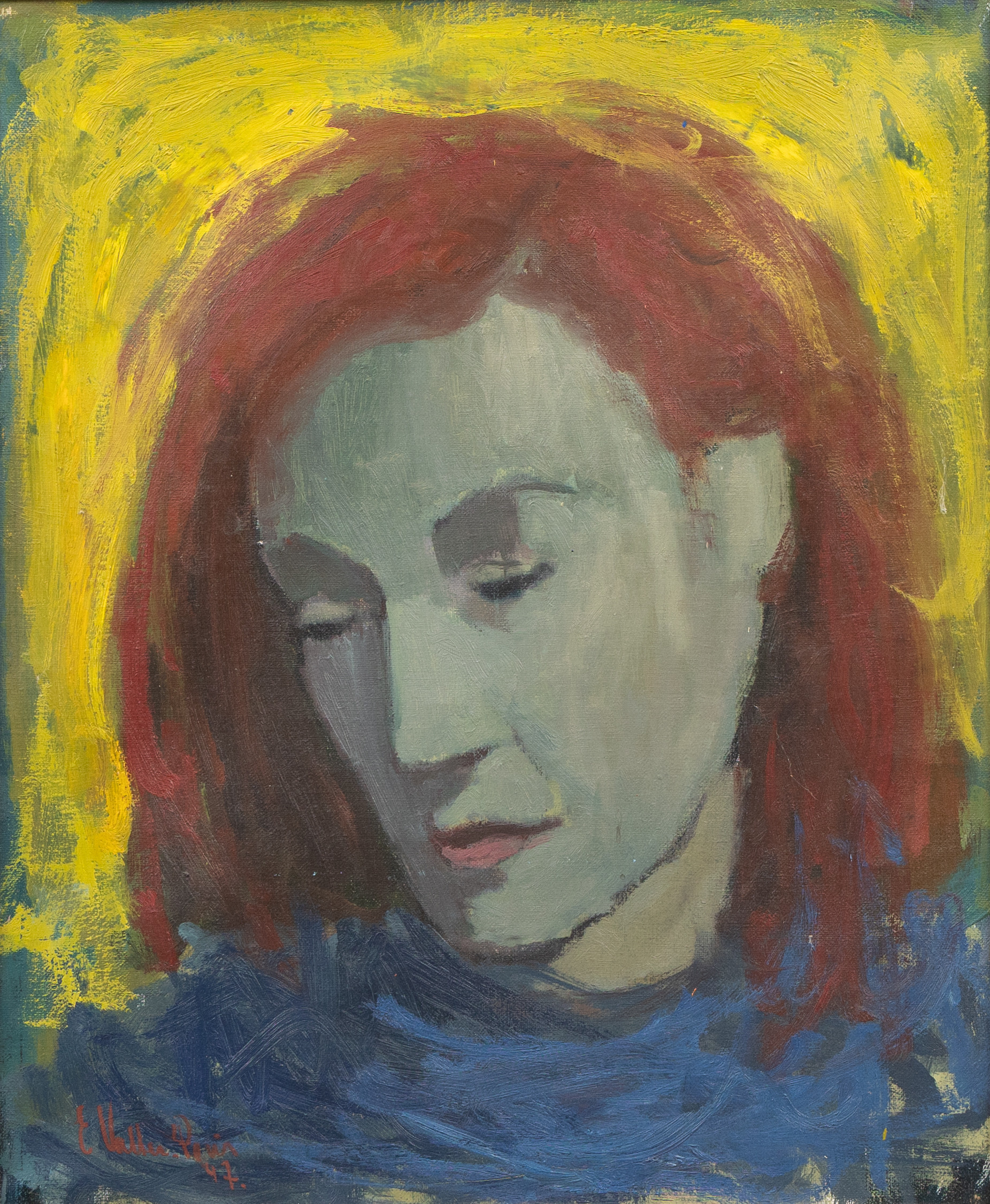 ERIK WALTER PERSSON. Kvinna med rött hår, olja på duk, signerad.